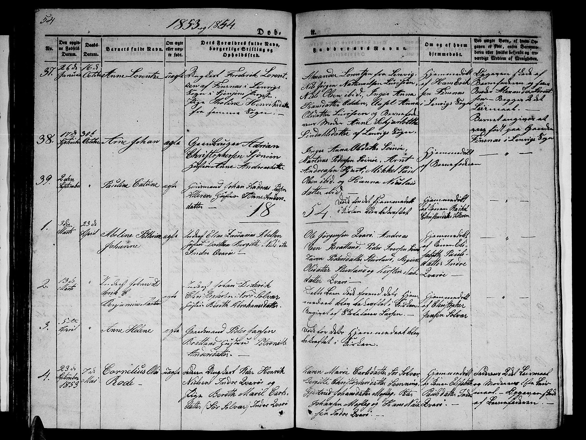 Ministerialprotokoller, klokkerbøker og fødselsregistre - Nordland, AV/SAT-A-1459/839/L0572: Parish register (copy) no. 839C02, 1841-1873, p. 54