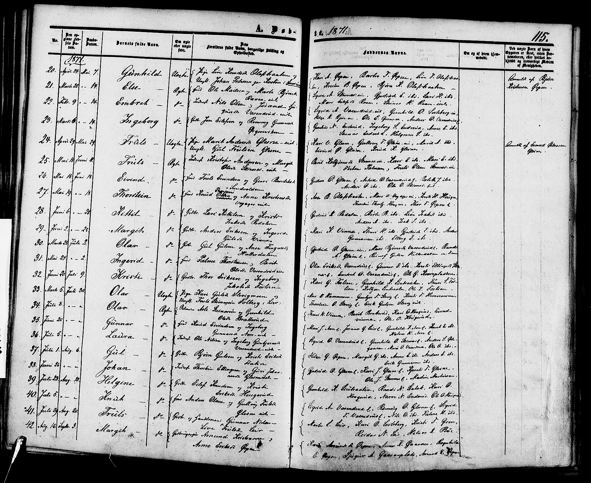 Krødsherad kirkebøker, AV/SAKO-A-19/F/Fa/L0003: Parish register (official) no. 3, 1851-1872, p. 115