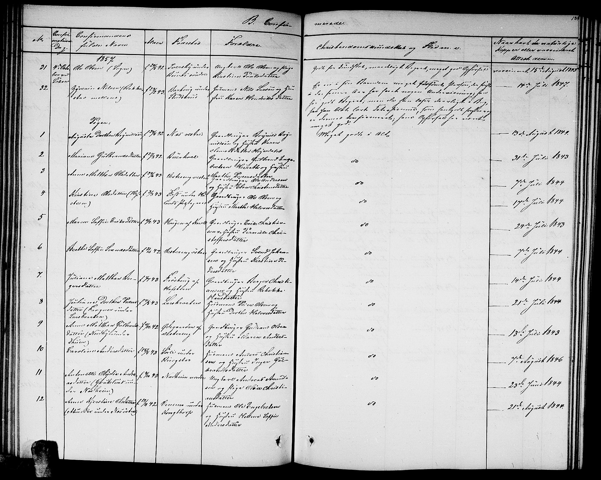 Høland prestekontor Kirkebøker, AV/SAO-A-10346a/G/Ga/L0004: Parish register (copy) no. I 4, 1854-1862, p. 184