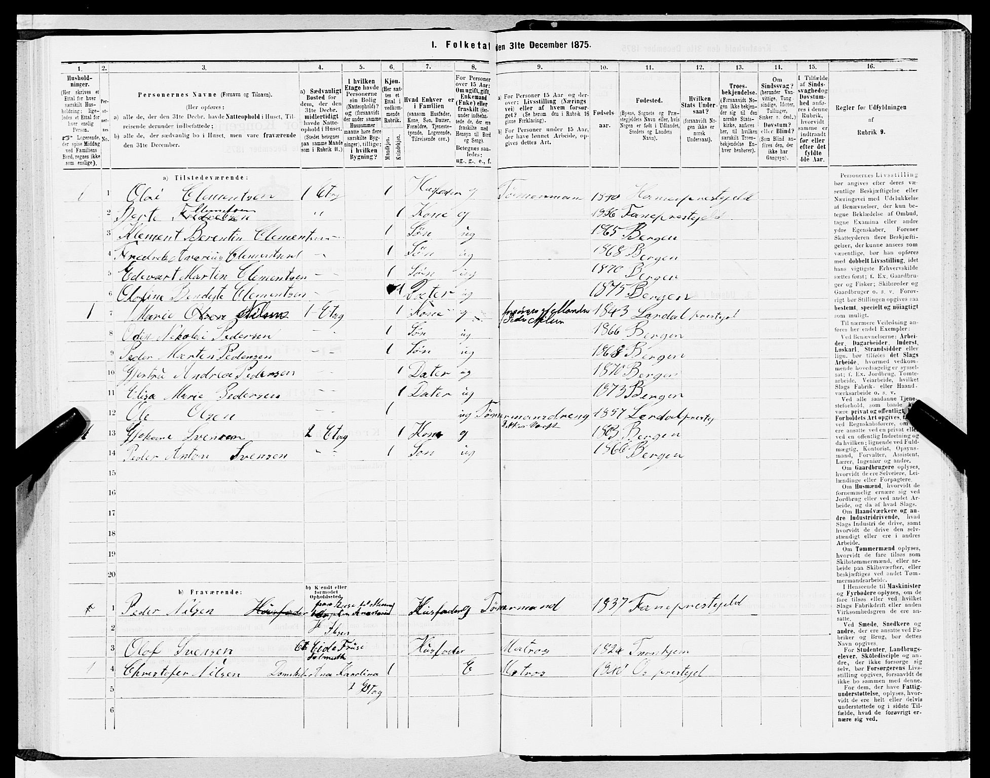 SAB, 1875 census for 1301 Bergen, 1875, p. 1060