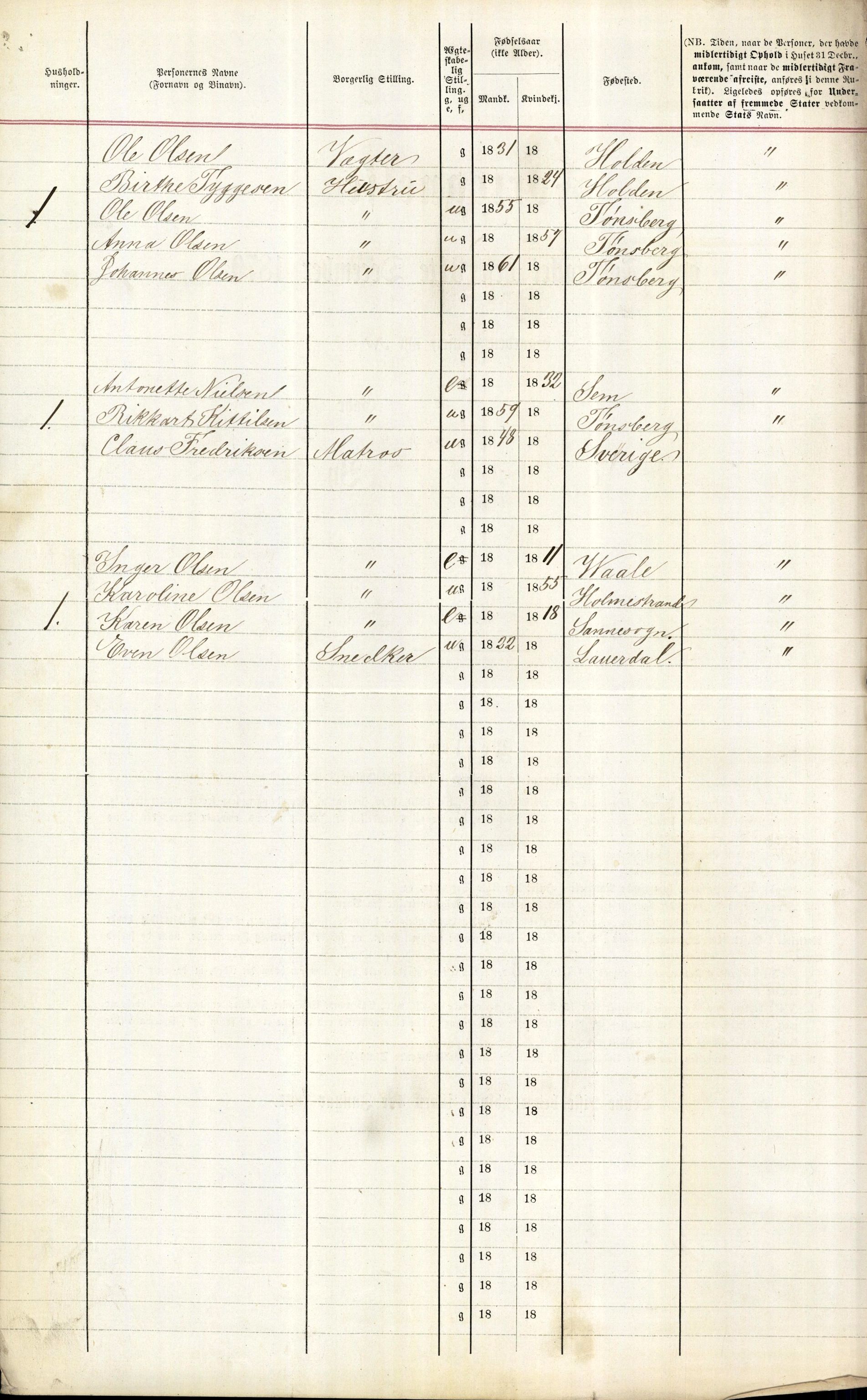RA, 1870 census for 0705 Tønsberg, 1870, p. 181