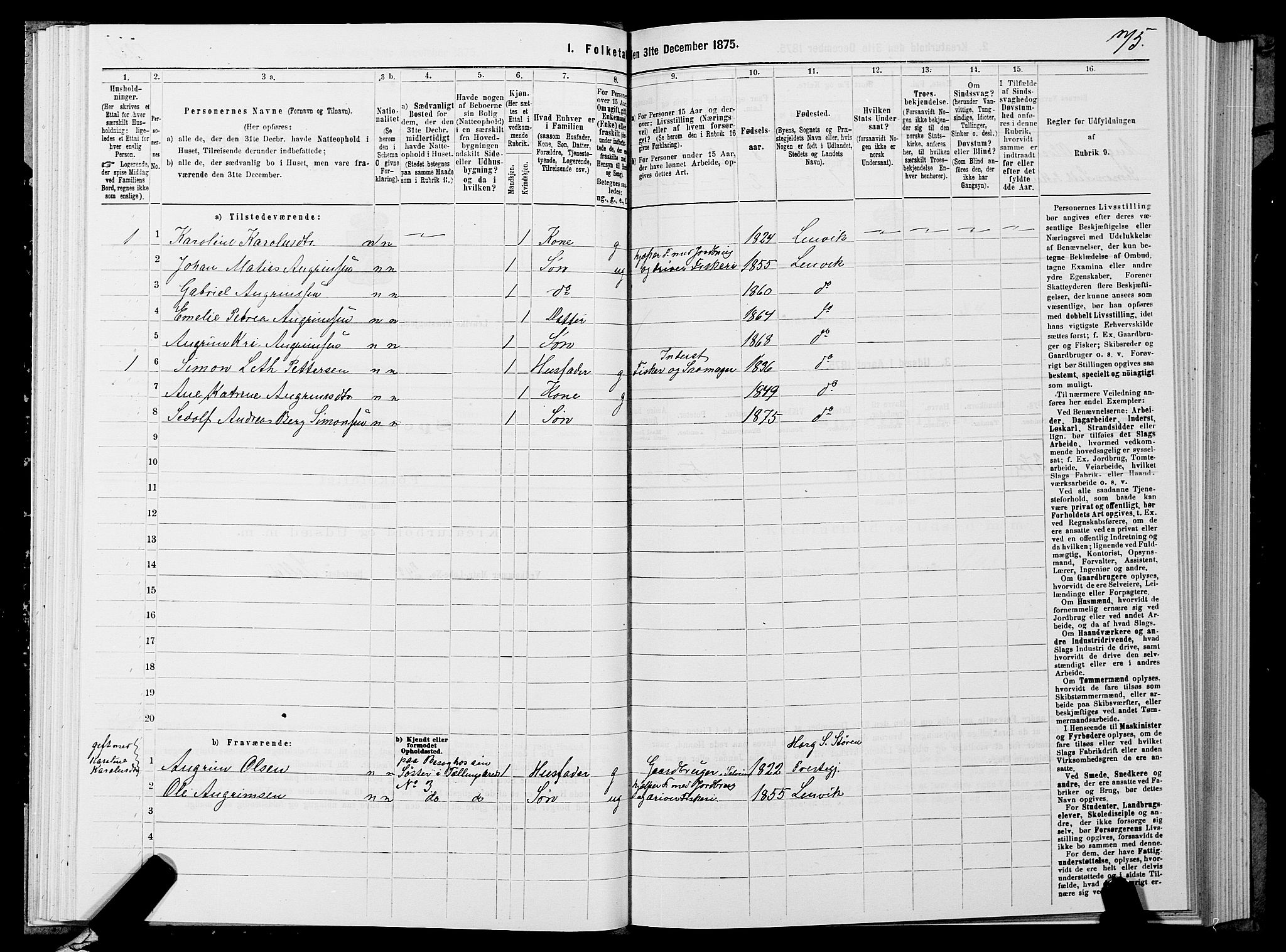 SATØ, 1875 census for 1931P Lenvik, 1875, p. 2075