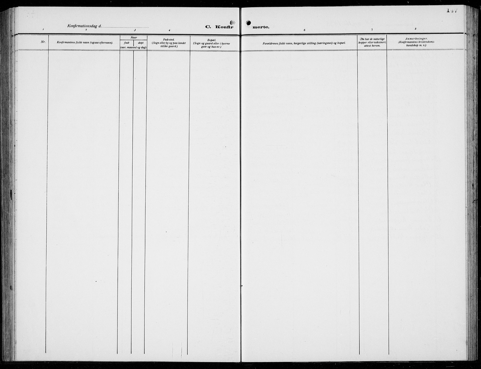 Hamre sokneprestembete, AV/SAB-A-75501/H/Ha/Hab: Parish register (copy) no. B 5, 1920-1940, p. 147