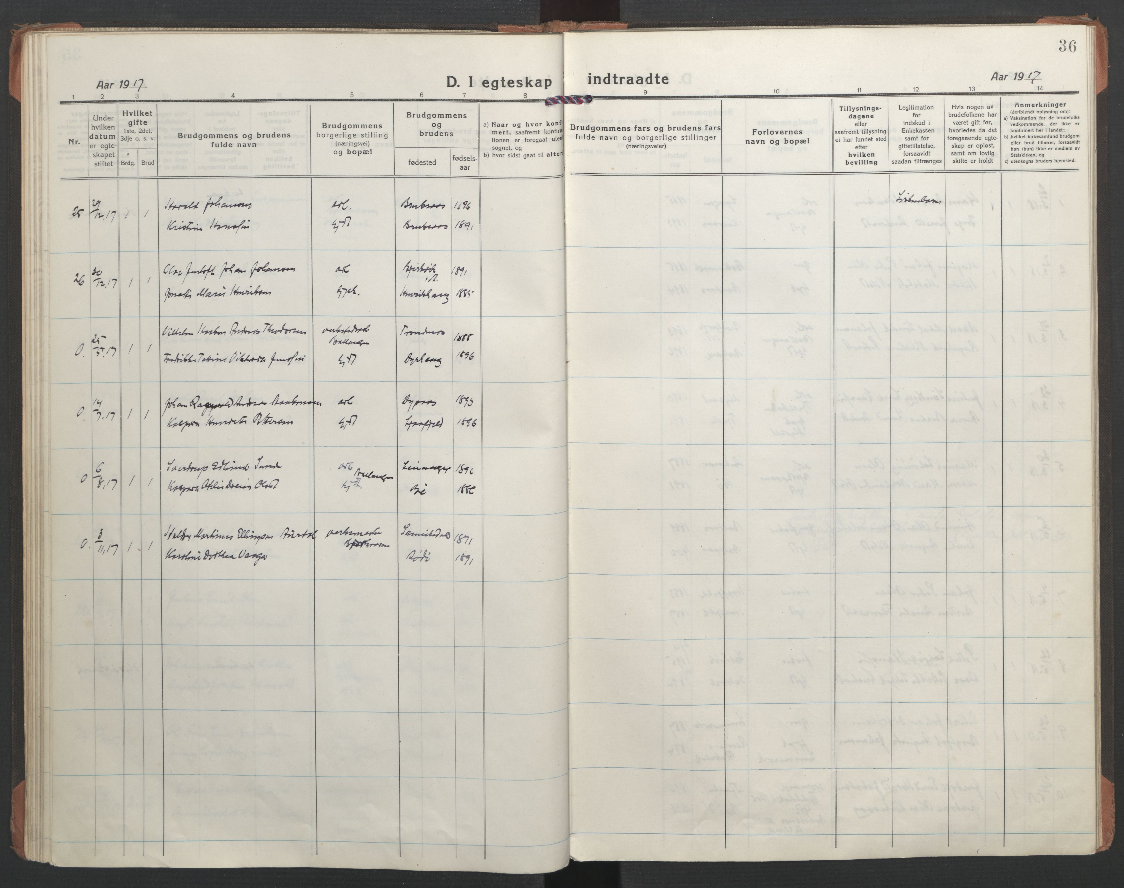 Ministerialprotokoller, klokkerbøker og fødselsregistre - Nordland, AV/SAT-A-1459/863/L0902: Parish register (official) no. 863A14, 1906-1937, p. 36