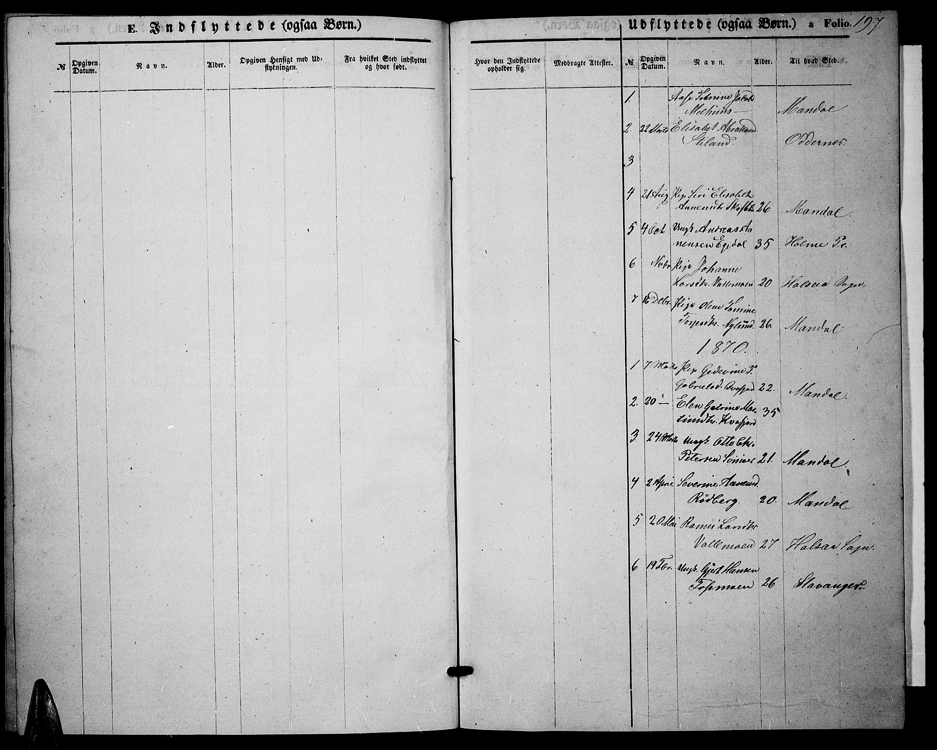 Sør-Audnedal sokneprestkontor, AV/SAK-1111-0039/F/Fb/Fbb/L0004: Parish register (copy) no. B 4, 1868-1879, p. 197