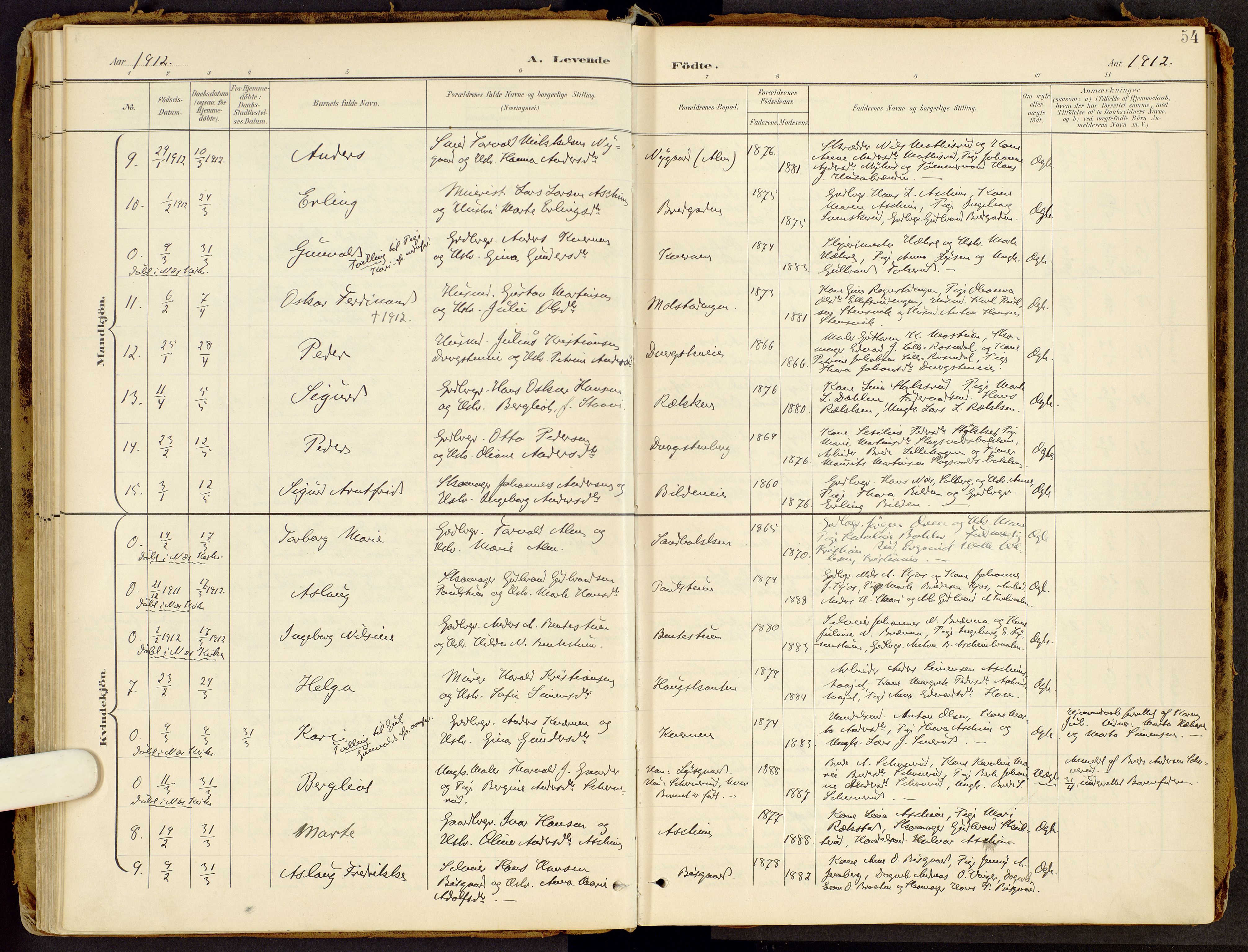 Brandbu prestekontor, SAH/PREST-114/H/Ha/Haa/L0002: Parish register (official) no. 2, 1899-1914, p. 54