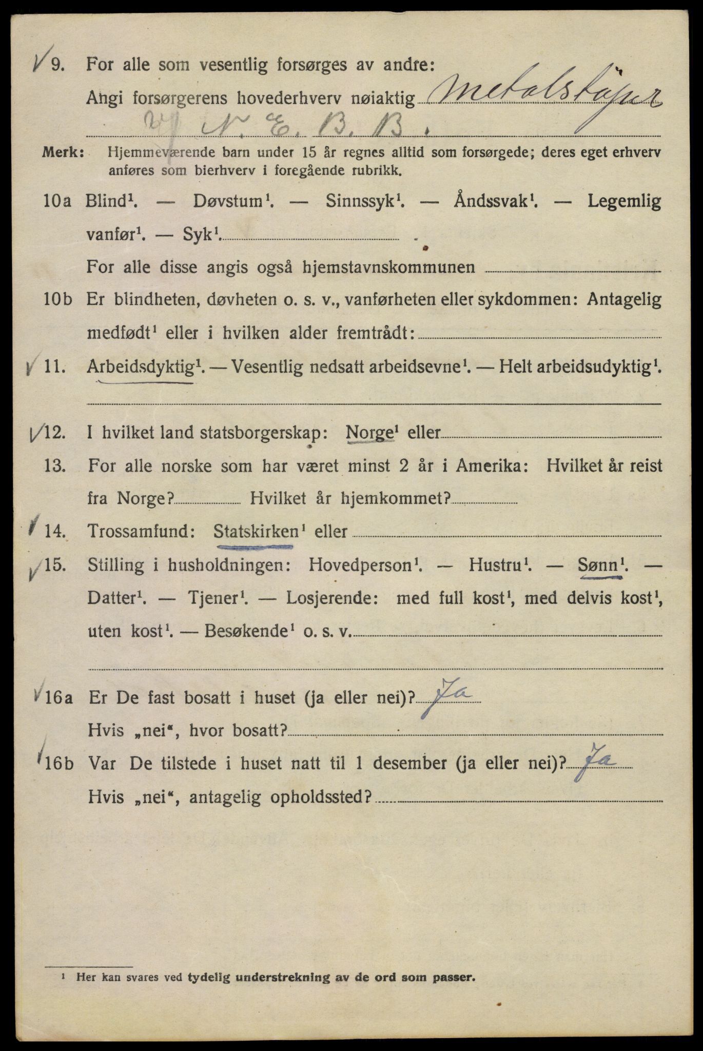 SAO, 1920 census for Kristiania, 1920, p. 277218