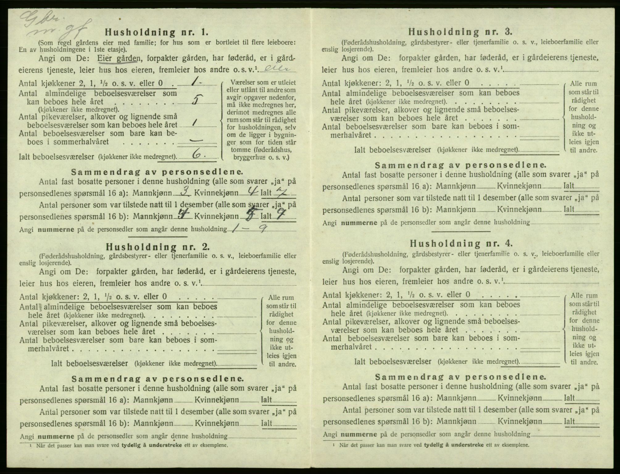 SAB, 1920 census for Tysnes, 1920, p. 977