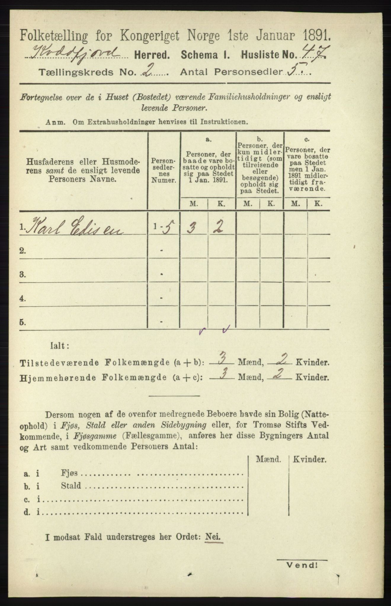 RA, 1891 census for 1911 Kvæfjord, 1891, p. 674