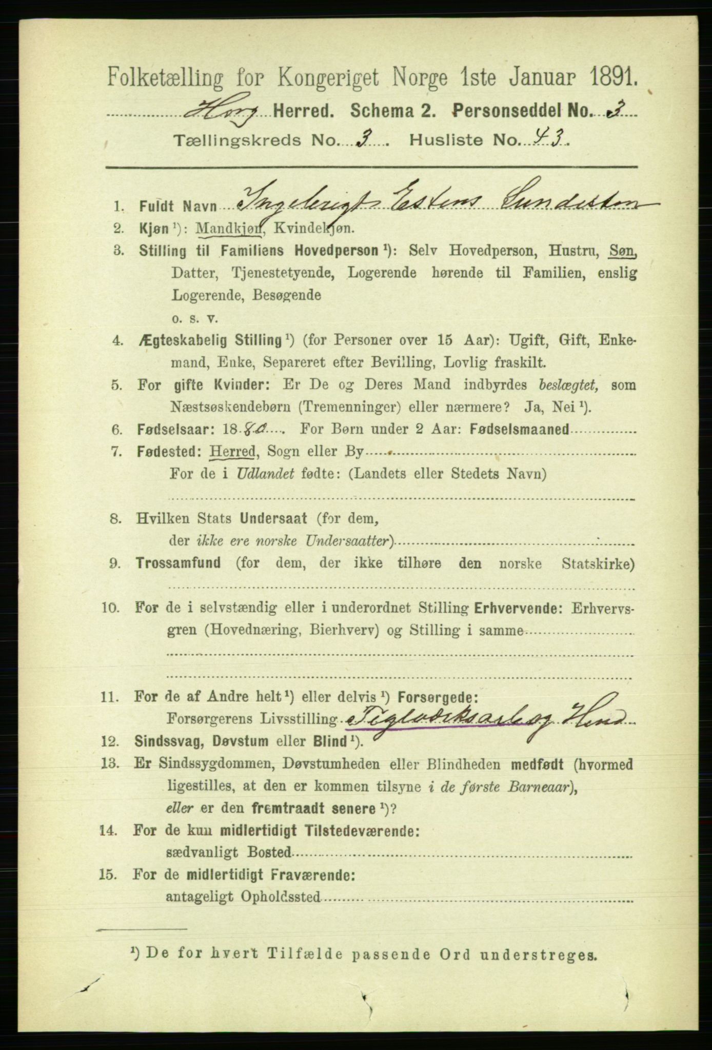 RA, 1891 census for 1650 Horg, 1891, p. 1317