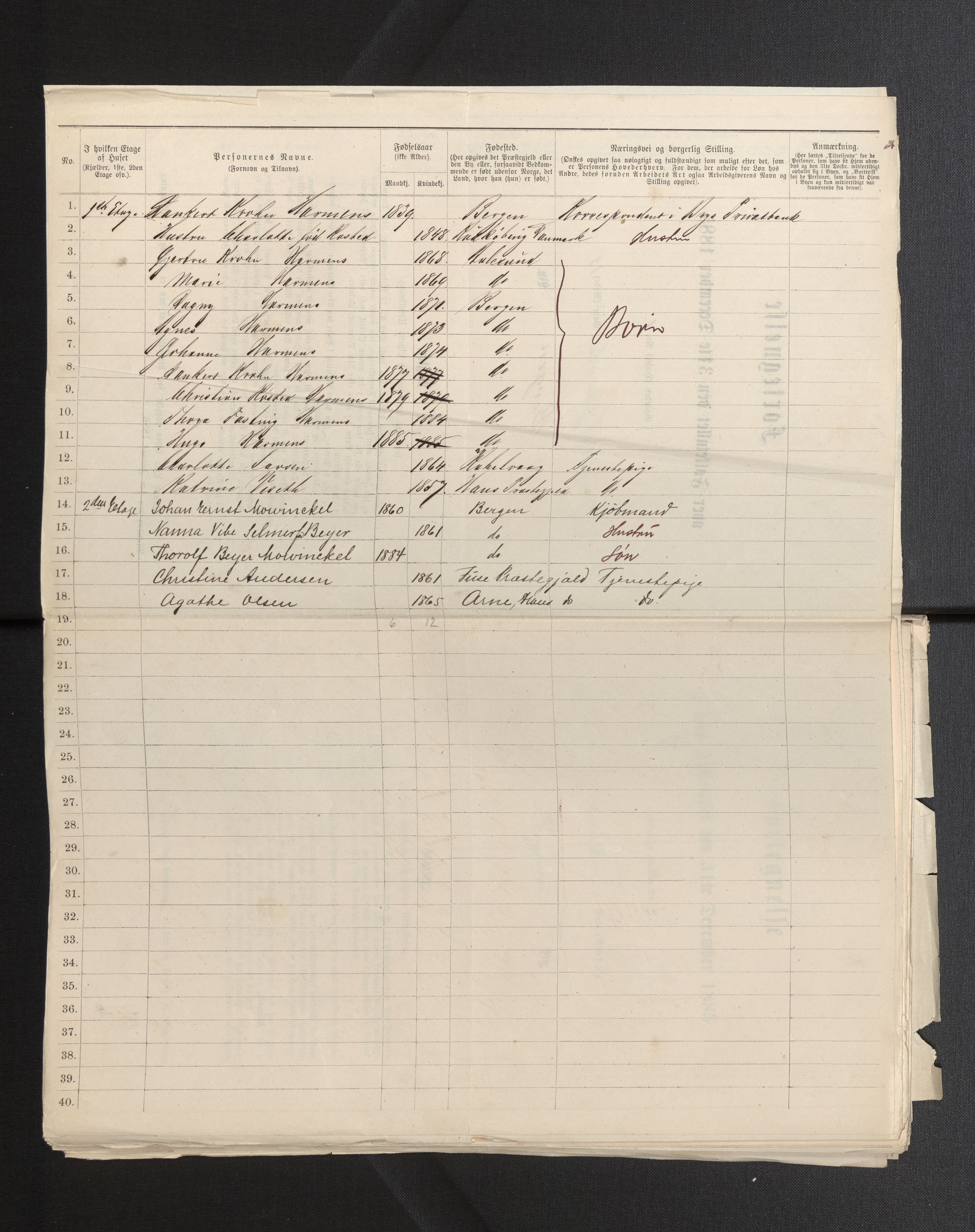 SAB, 1885 census for 1301 Bergen, 1885, p. 4555