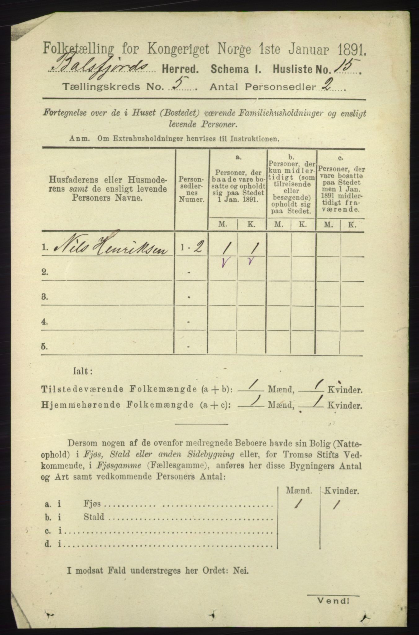 RA, 1891 census for 1933 Balsfjord, 1891, p. 1420