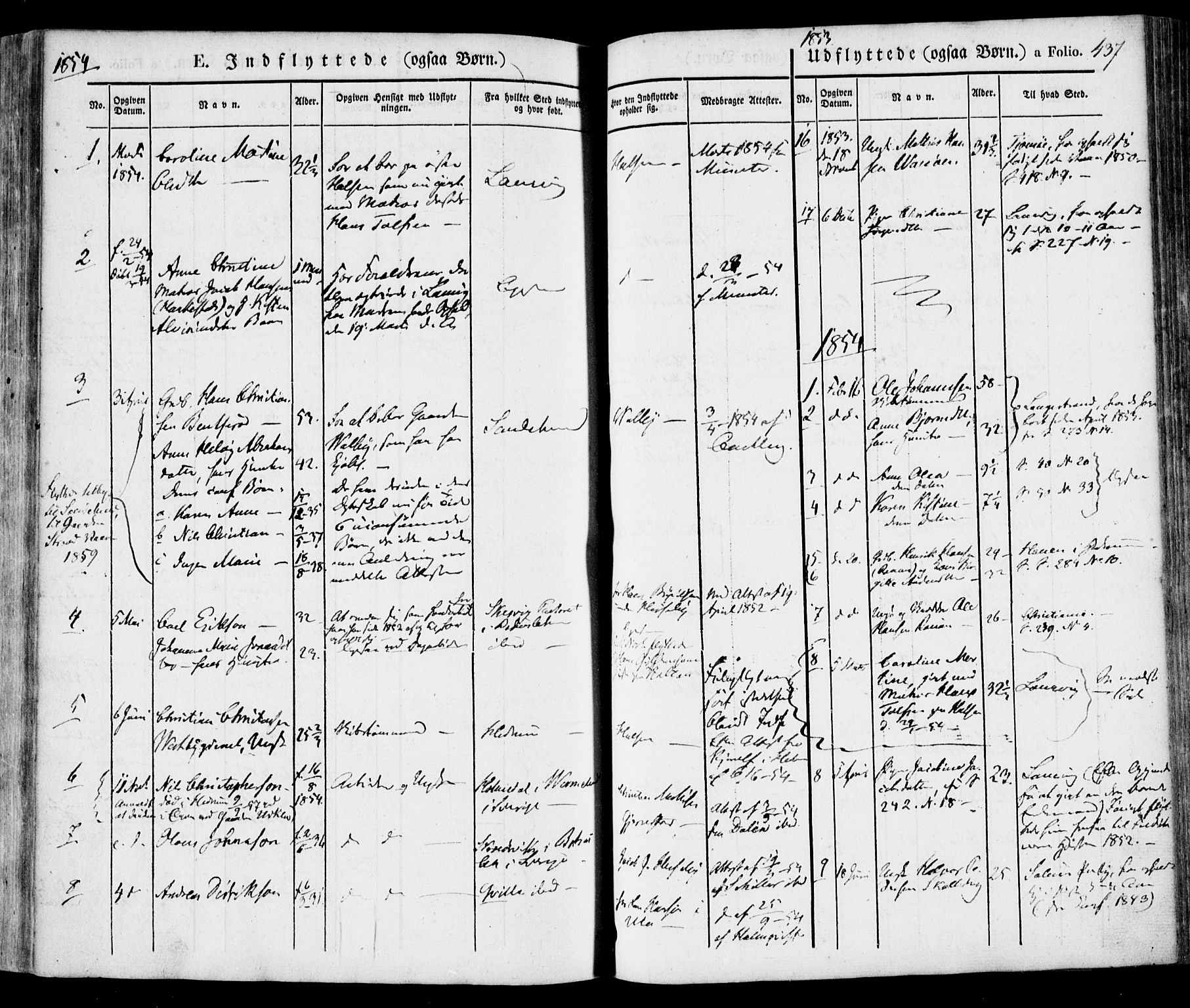 Tjølling kirkebøker, SAKO/A-60/F/Fa/L0006: Parish register (official) no. 6, 1835-1859, p. 437