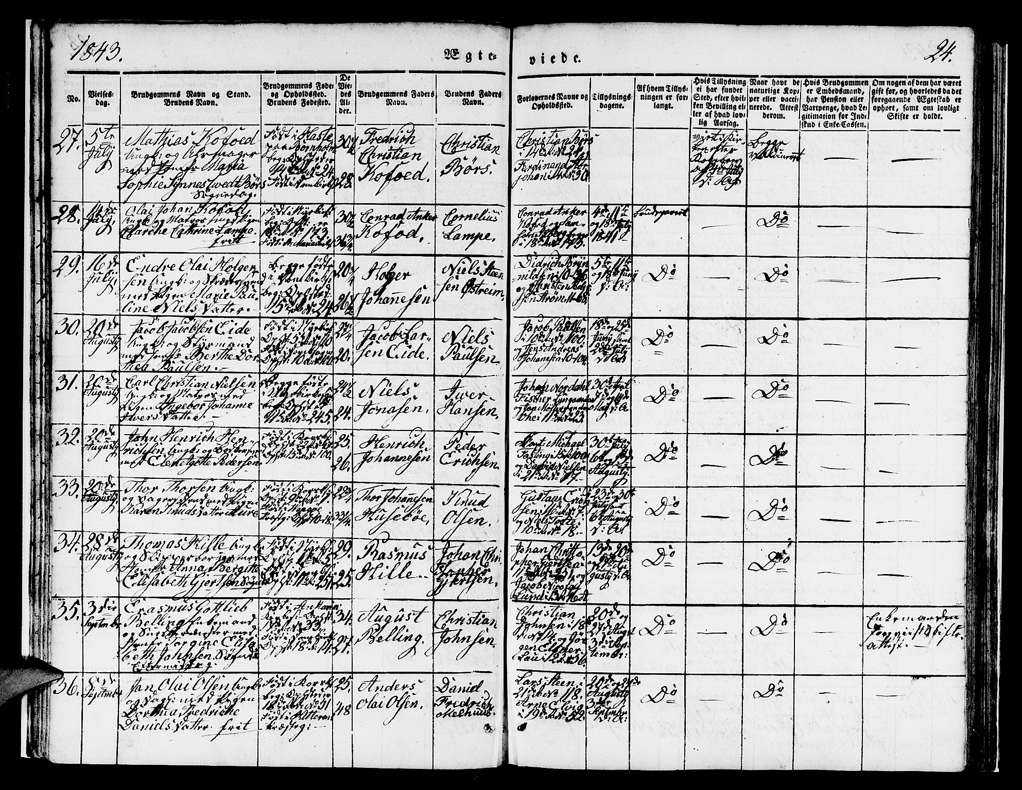 Domkirken sokneprestembete, AV/SAB-A-74801/H/Hab/L0029: Parish register (copy) no. D 1, 1839-1857, p. 24