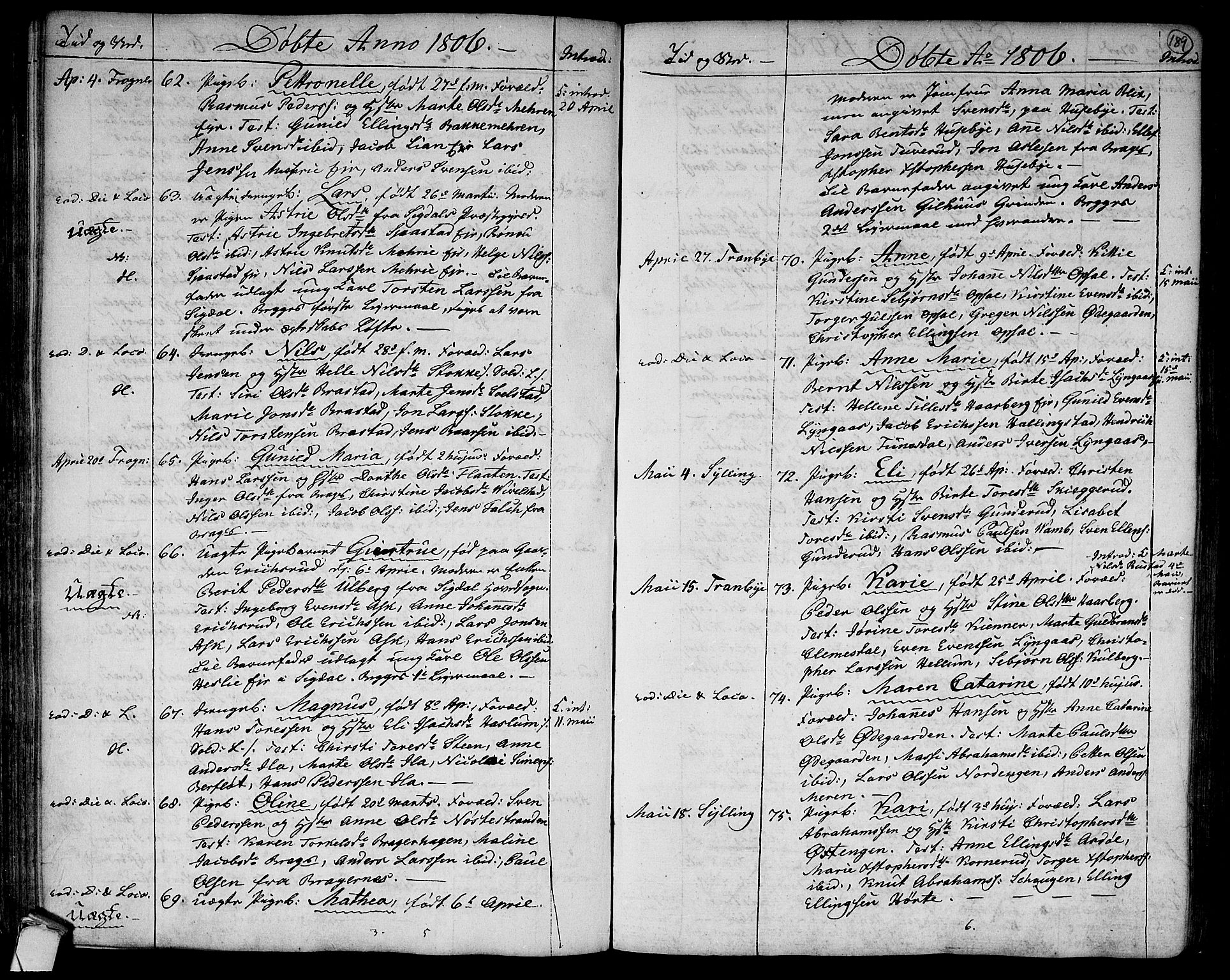 Lier kirkebøker, SAKO/A-230/F/Fa/L0007: Parish register (official) no. I 7, 1794-1813, p. 189