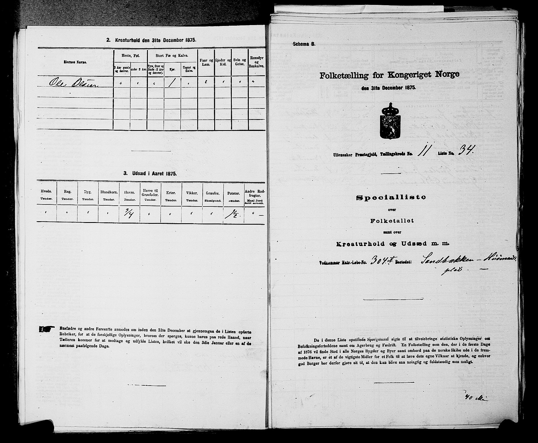 RA, 1875 census for 0235P Ullensaker, 1875, p. 1571