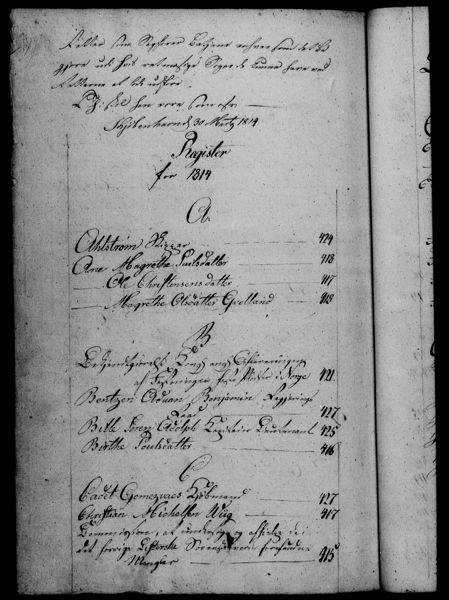 Danske Kanselli 1800-1814, RA/EA-3024/H/Hf/Hfb/Hfba/L0005: Registranter, 1811-1814, p. 428b