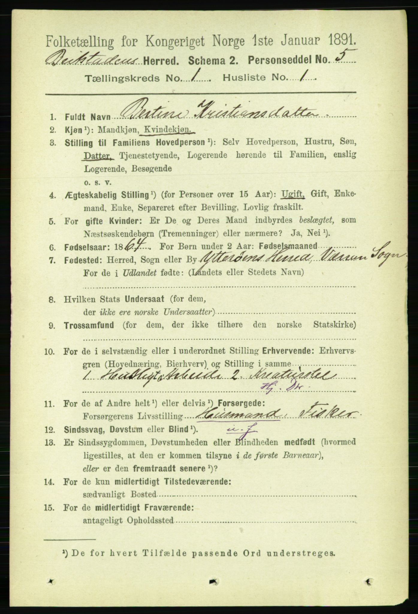 RA, 1891 census for 1727 Beitstad, 1891, p. 98