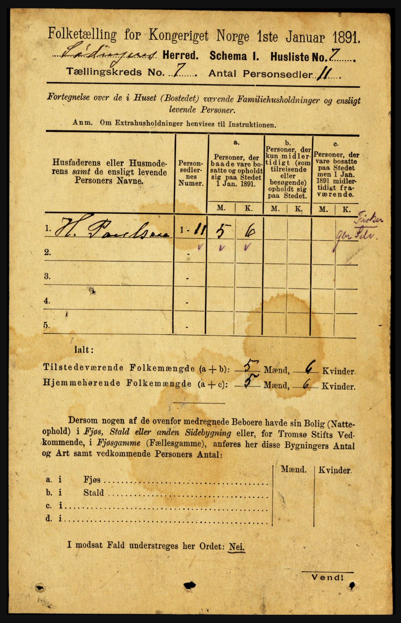 RA, 1891 census for 1851 Lødingen, 1891, p. 3273