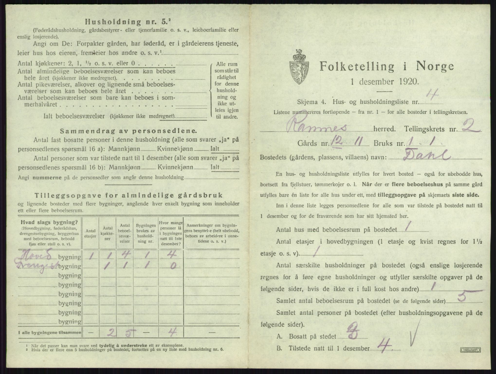 SAKO, 1920 census for Ramnes, 1920, p. 178