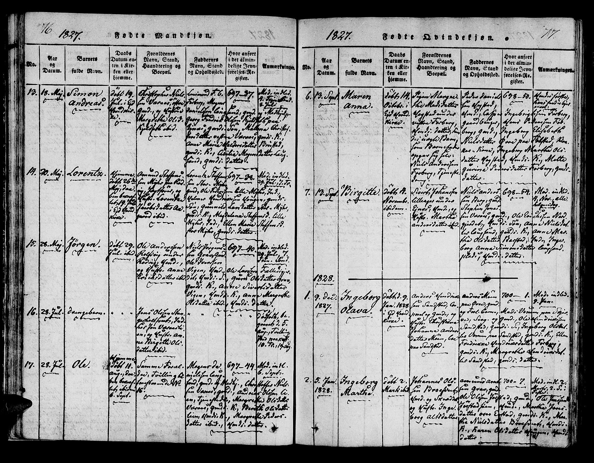 Ministerialprotokoller, klokkerbøker og fødselsregistre - Nord-Trøndelag, SAT/A-1458/722/L0217: Parish register (official) no. 722A04, 1817-1842, p. 76-77