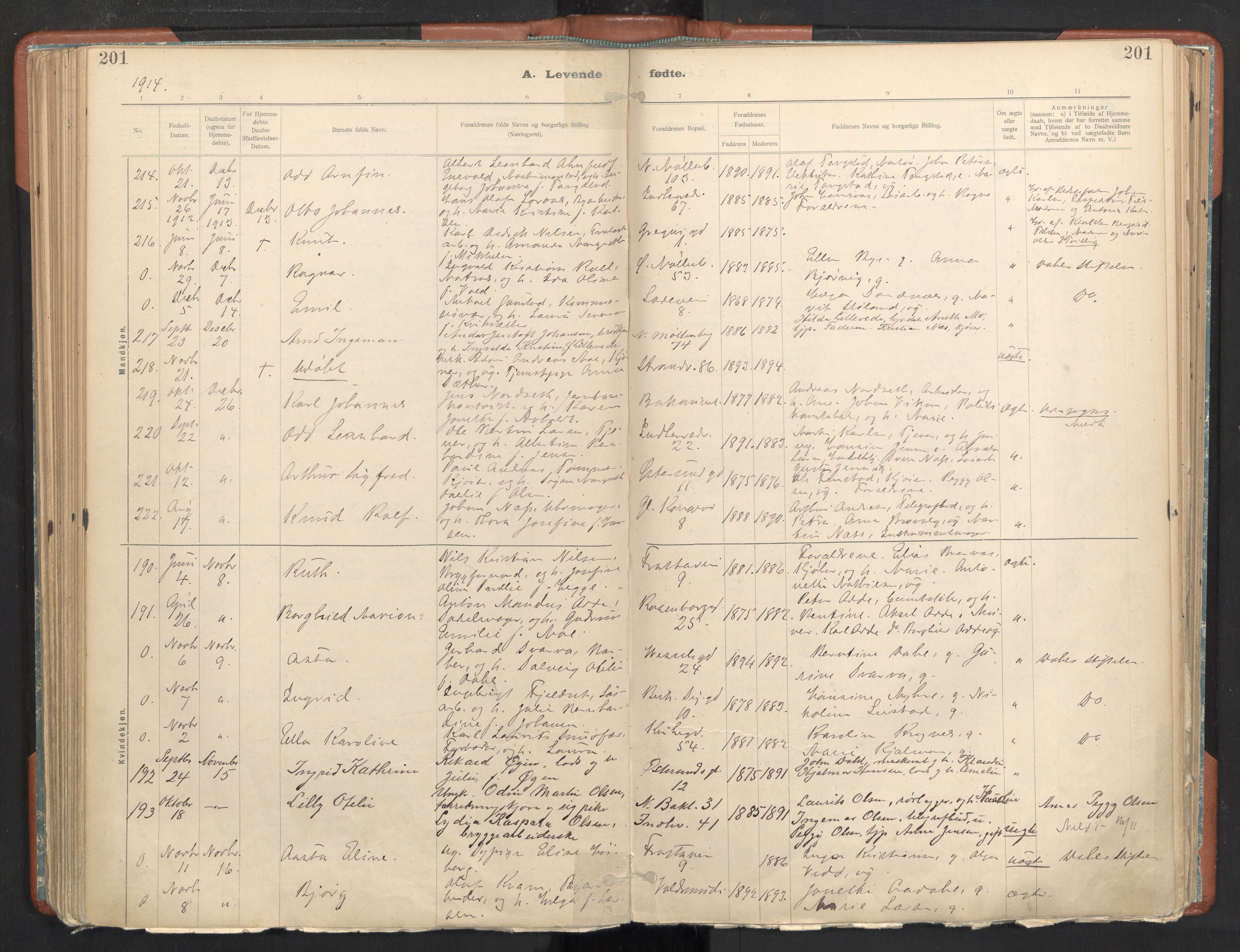 Ministerialprotokoller, klokkerbøker og fødselsregistre - Sør-Trøndelag, SAT/A-1456/605/L0243: Parish register (official) no. 605A05, 1908-1923, p. 201