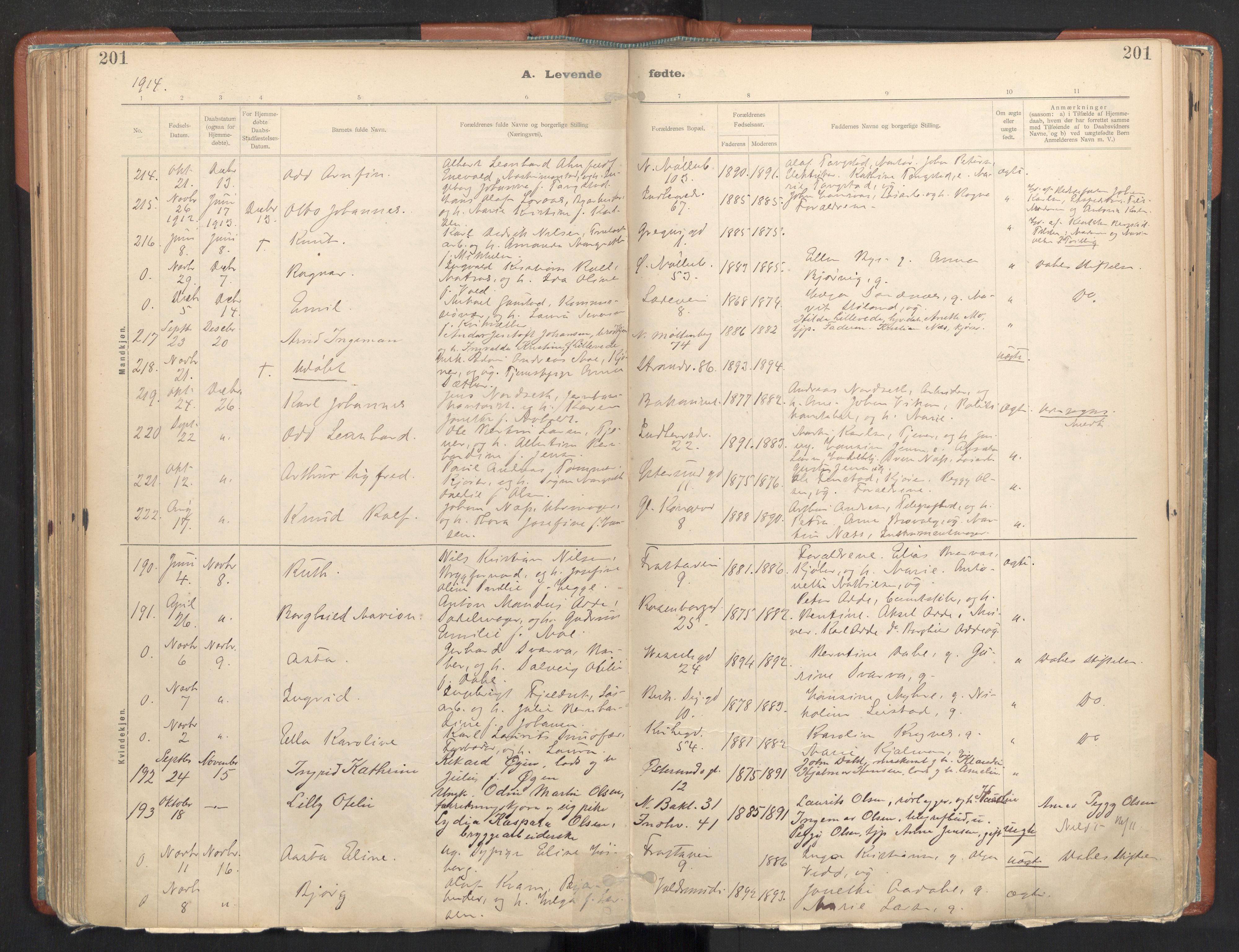 Ministerialprotokoller, klokkerbøker og fødselsregistre - Sør-Trøndelag, AV/SAT-A-1456/605/L0243: Parish register (official) no. 605A05, 1908-1923, p. 201