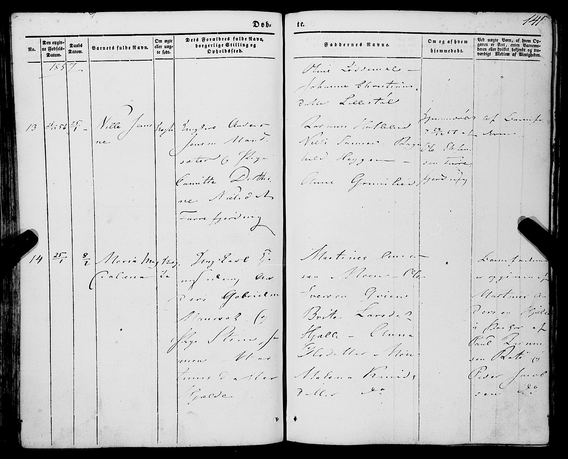 Eid sokneprestembete, AV/SAB-A-82301/H/Haa/Haaa/L0007: Parish register (official) no. A 7, 1844-1858, p. 141