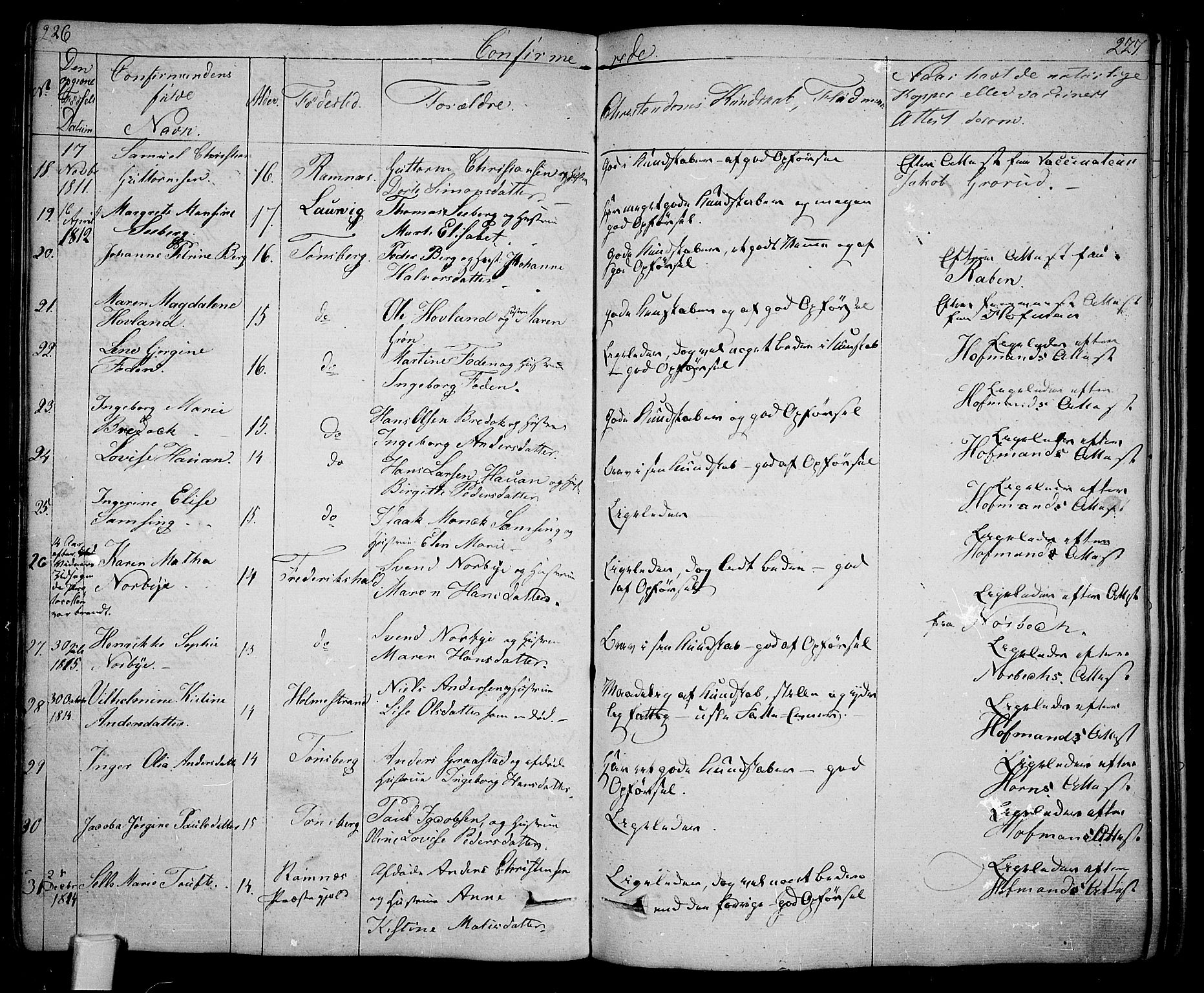 Tønsberg kirkebøker, AV/SAKO-A-330/F/Fa/L0005: Parish register (official) no. I 5, 1827-1836, p. 226-227