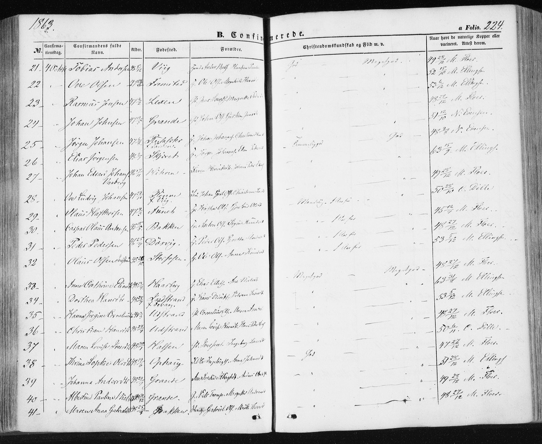 Ministerialprotokoller, klokkerbøker og fødselsregistre - Sør-Trøndelag, SAT/A-1456/659/L0737: Parish register (official) no. 659A07, 1857-1875, p. 224