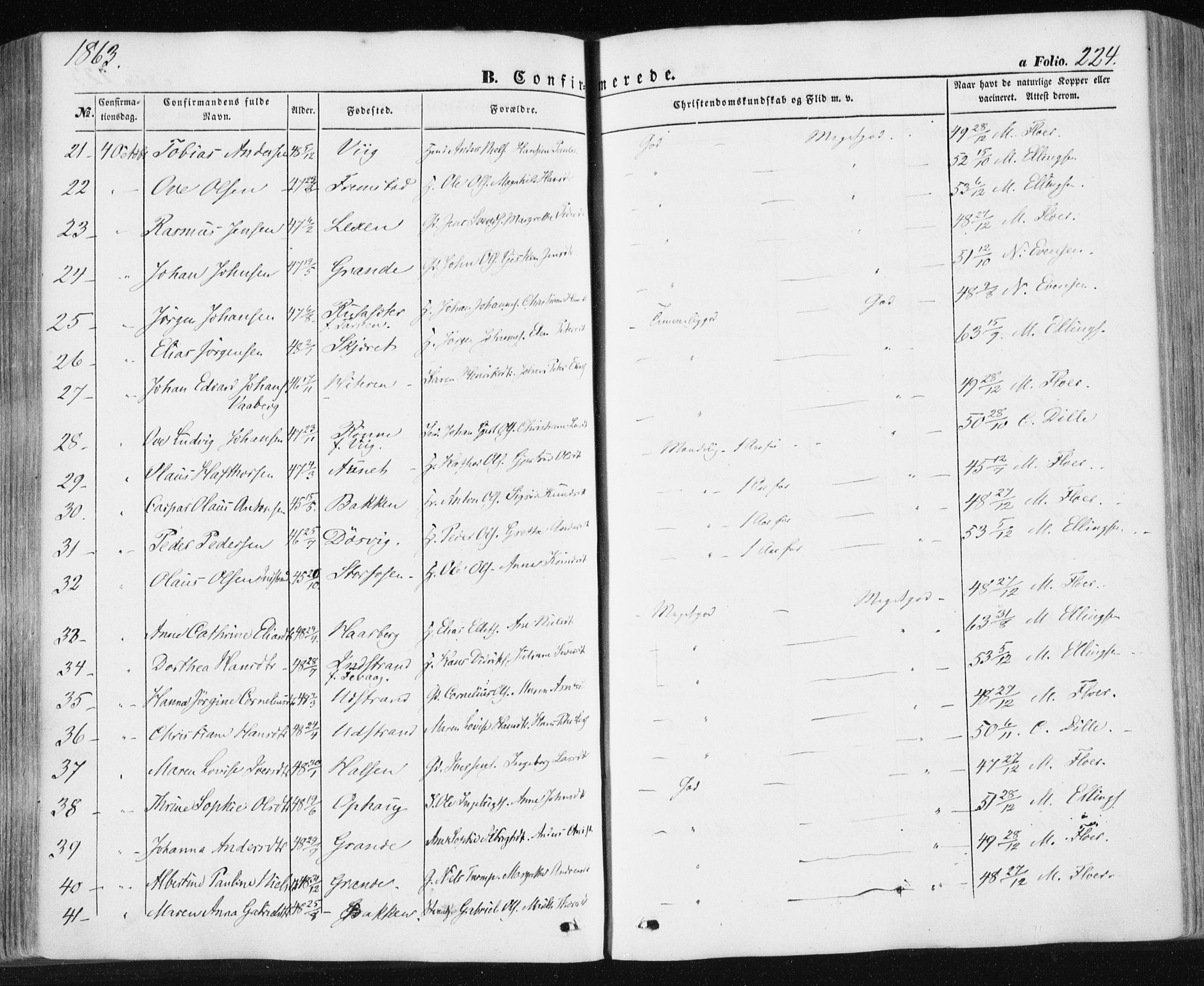 Ministerialprotokoller, klokkerbøker og fødselsregistre - Sør-Trøndelag, AV/SAT-A-1456/659/L0737: Parish register (official) no. 659A07, 1857-1875, p. 224