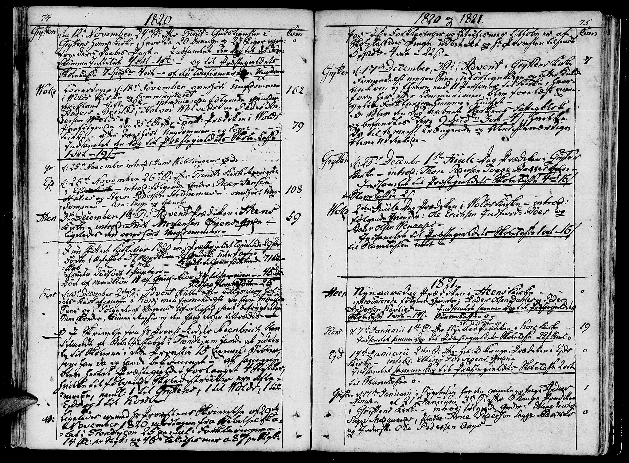 Ministerialprotokoller, klokkerbøker og fødselsregistre - Møre og Romsdal, SAT/A-1454/544/L0570: Parish register (official) no. 544A03, 1807-1817, p. 74-75