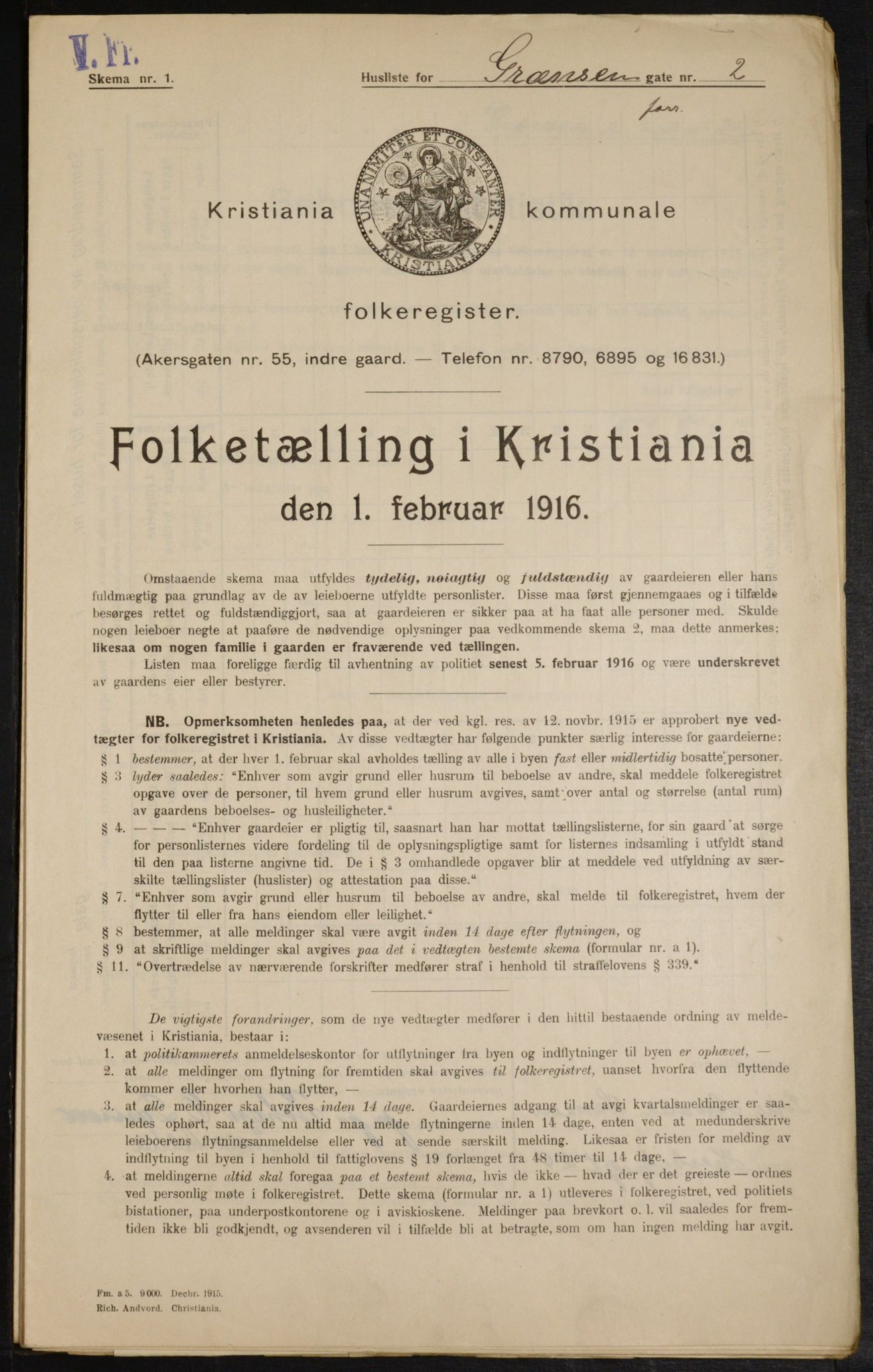 OBA, Municipal Census 1916 for Kristiania, 1916, p. 30279