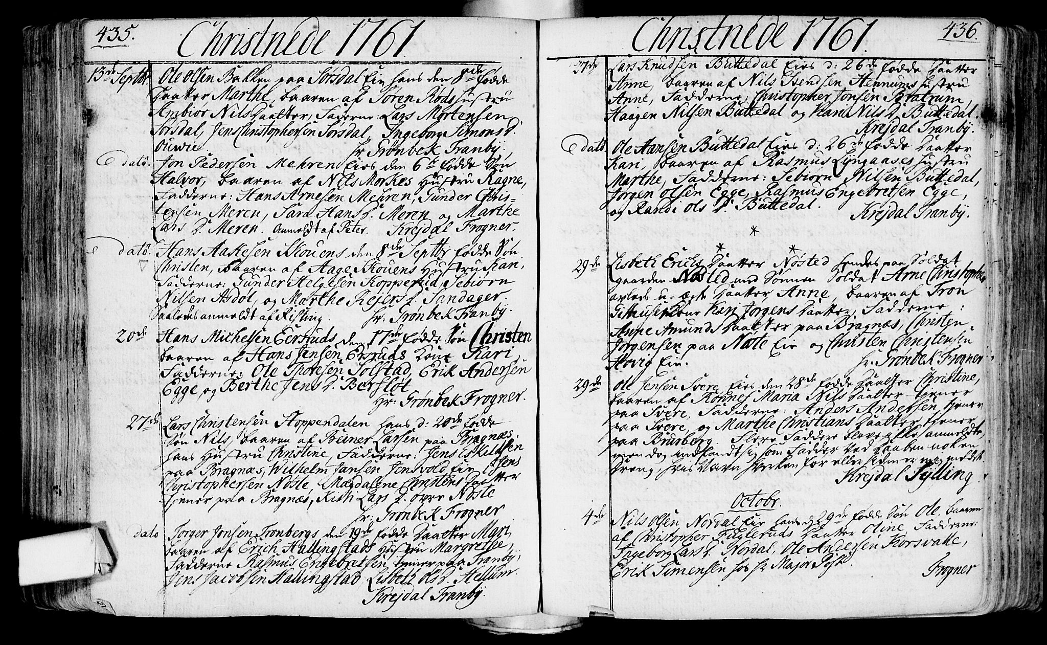 Lier kirkebøker, SAKO/A-230/F/Fa/L0004: Parish register (official) no. I 4, 1749-1764, p. 435-436