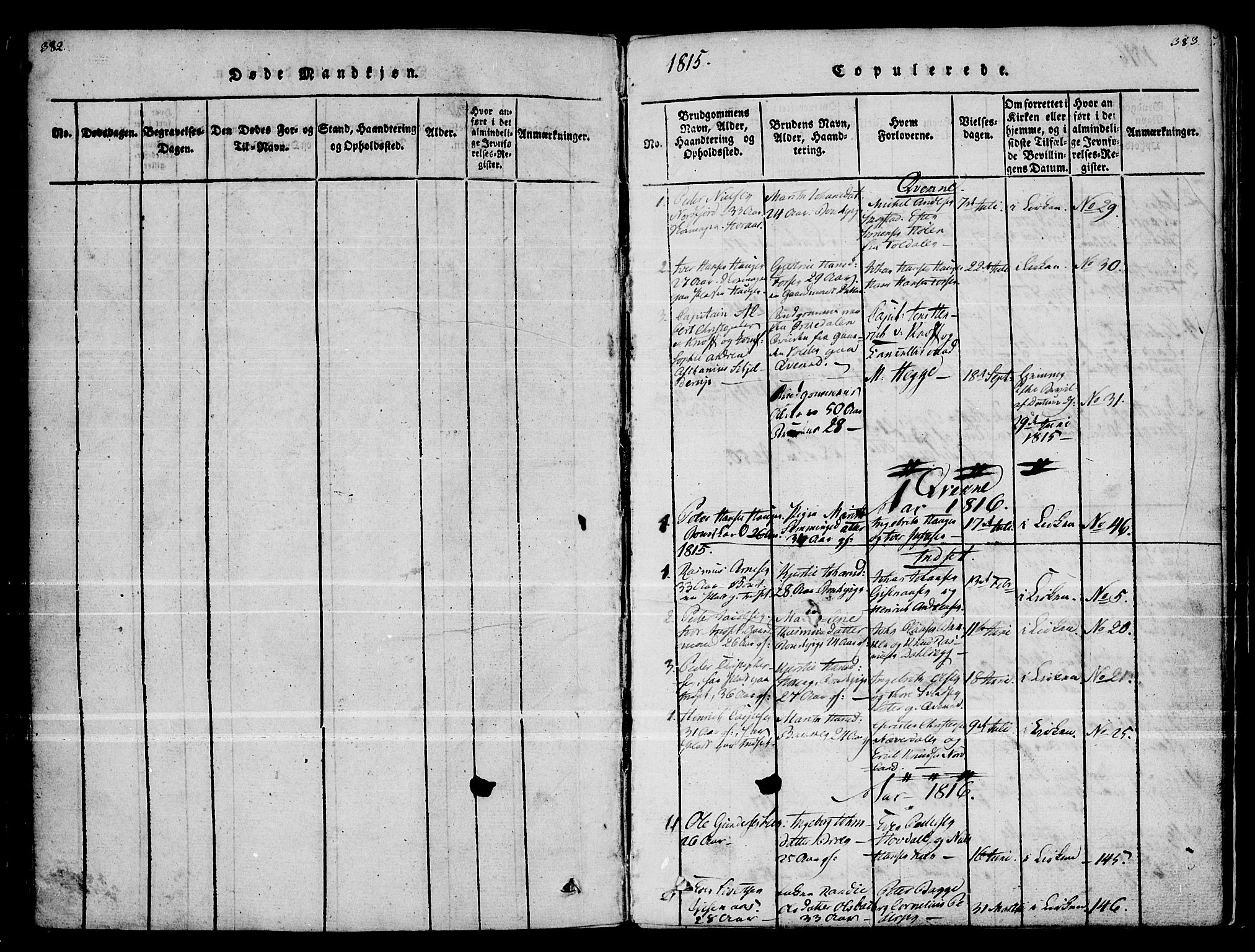 Kvikne prestekontor, SAH/PREST-064/H/Ha/Haa/L0004: Parish register (official) no. 4, 1815-1840, p. 382-383