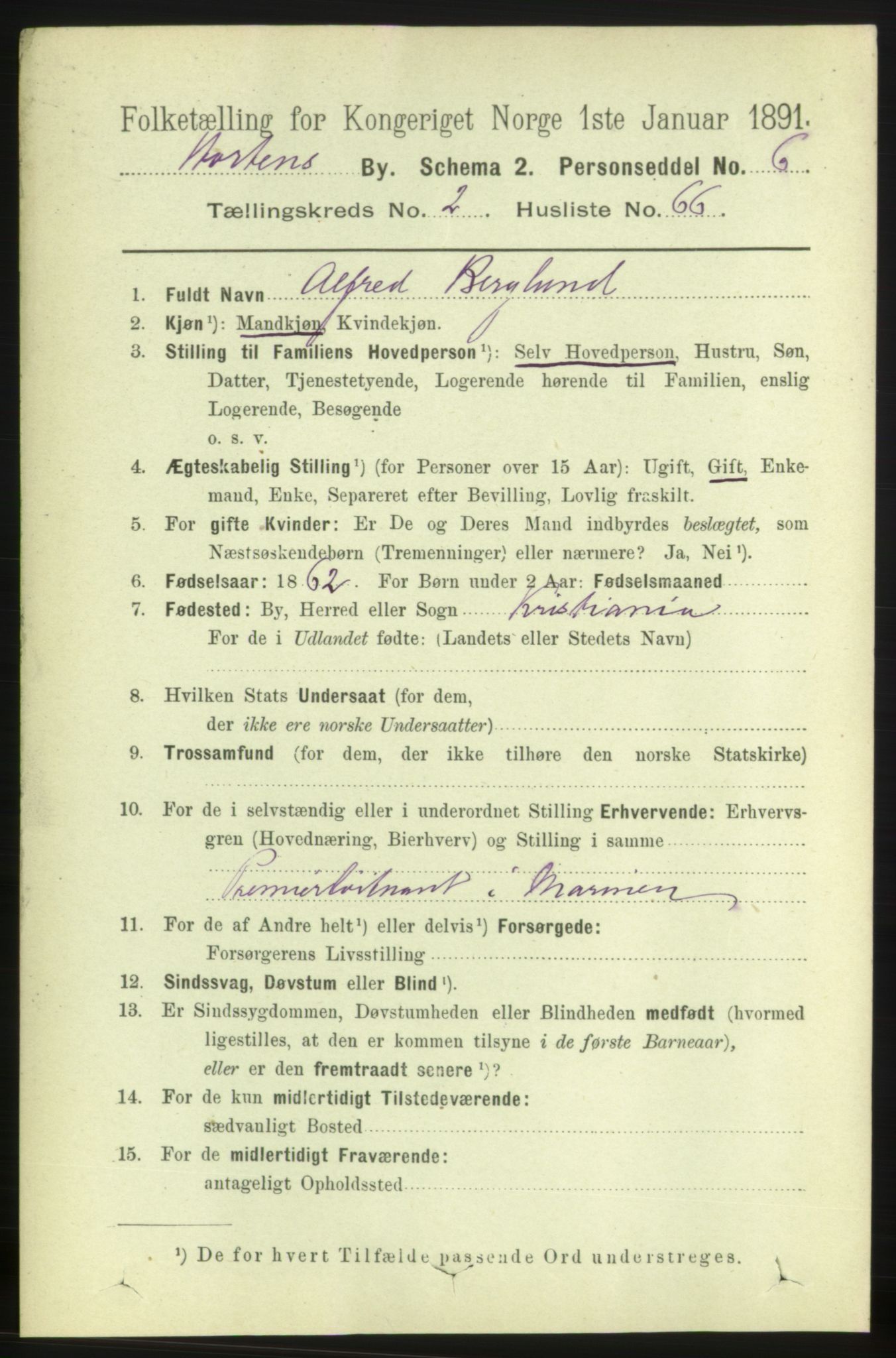 RA, 1891 census for 0703 Horten, 1891, p. 2680