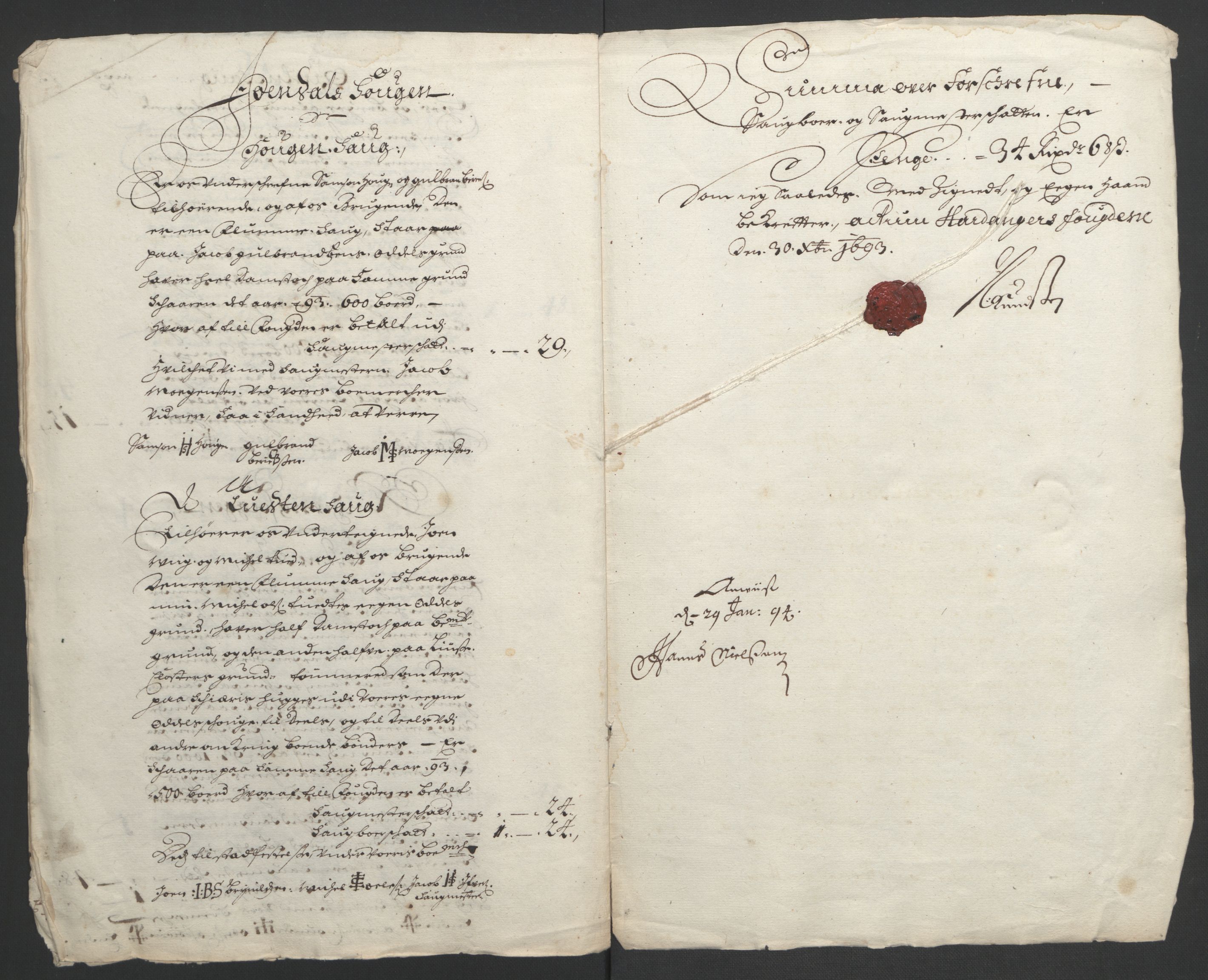 Rentekammeret inntil 1814, Reviderte regnskaper, Fogderegnskap, RA/EA-4092/R48/L2974: Fogderegnskap Sunnhordland og Hardanger, 1693, p. 258