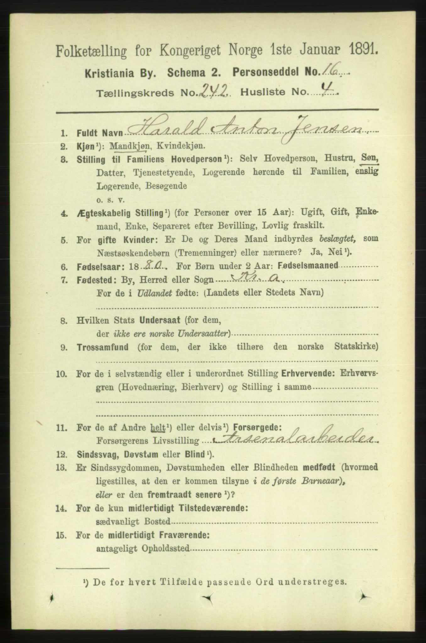 RA, 1891 census for 0301 Kristiania, 1891, p. 147148