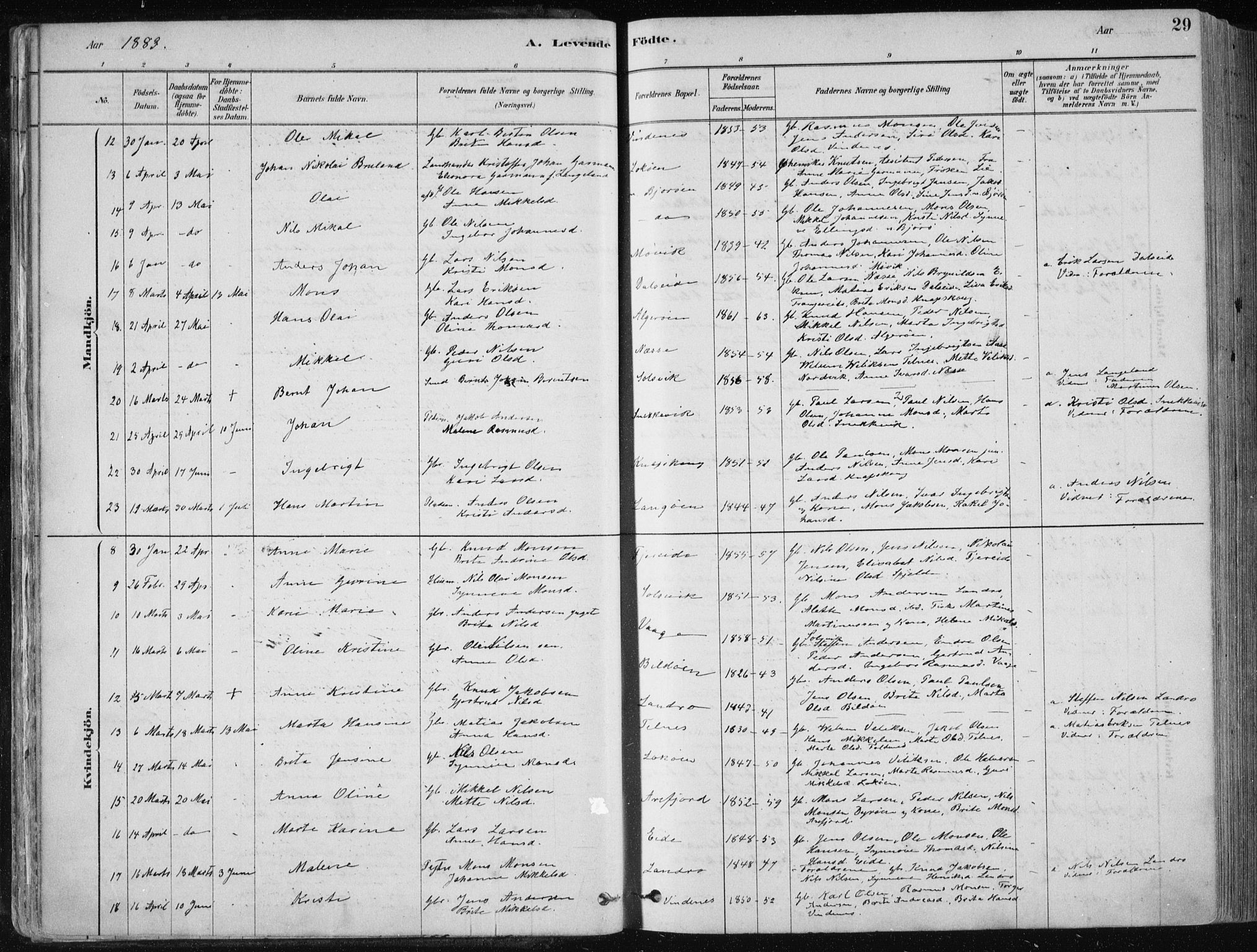 Fjell sokneprestembete, SAB/A-75301/H/Haa: Parish register (official) no. A  8, 1878-1898, p. 29