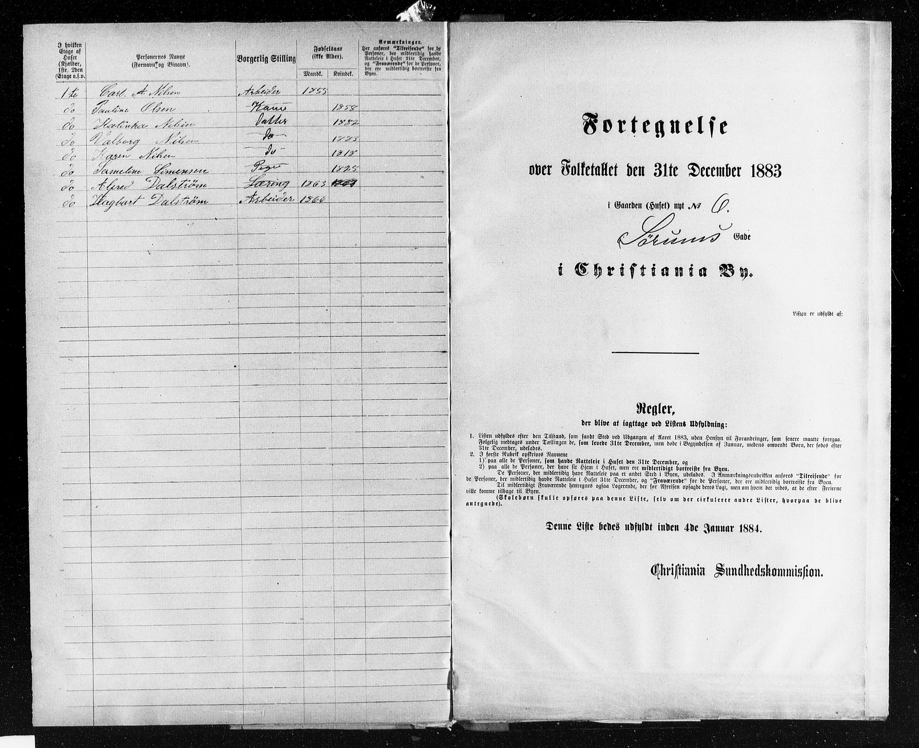 OBA, Municipal Census 1883 for Kristiania, 1883, p. 4596