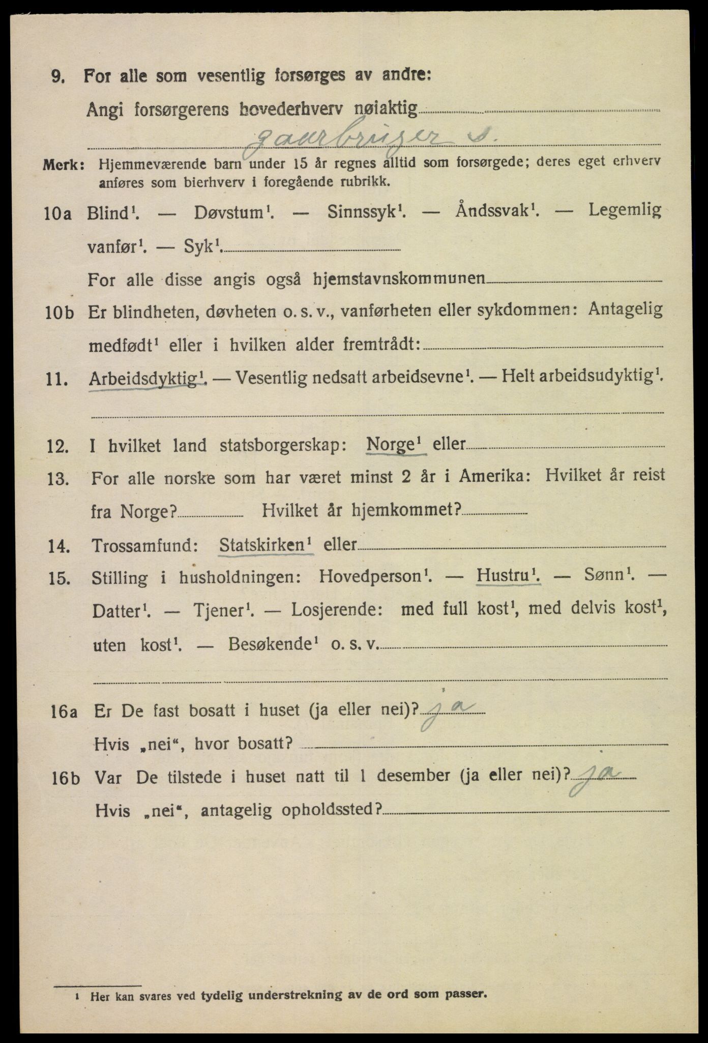 SAK, 1920 census for Hægebostad, 1920, p. 2132