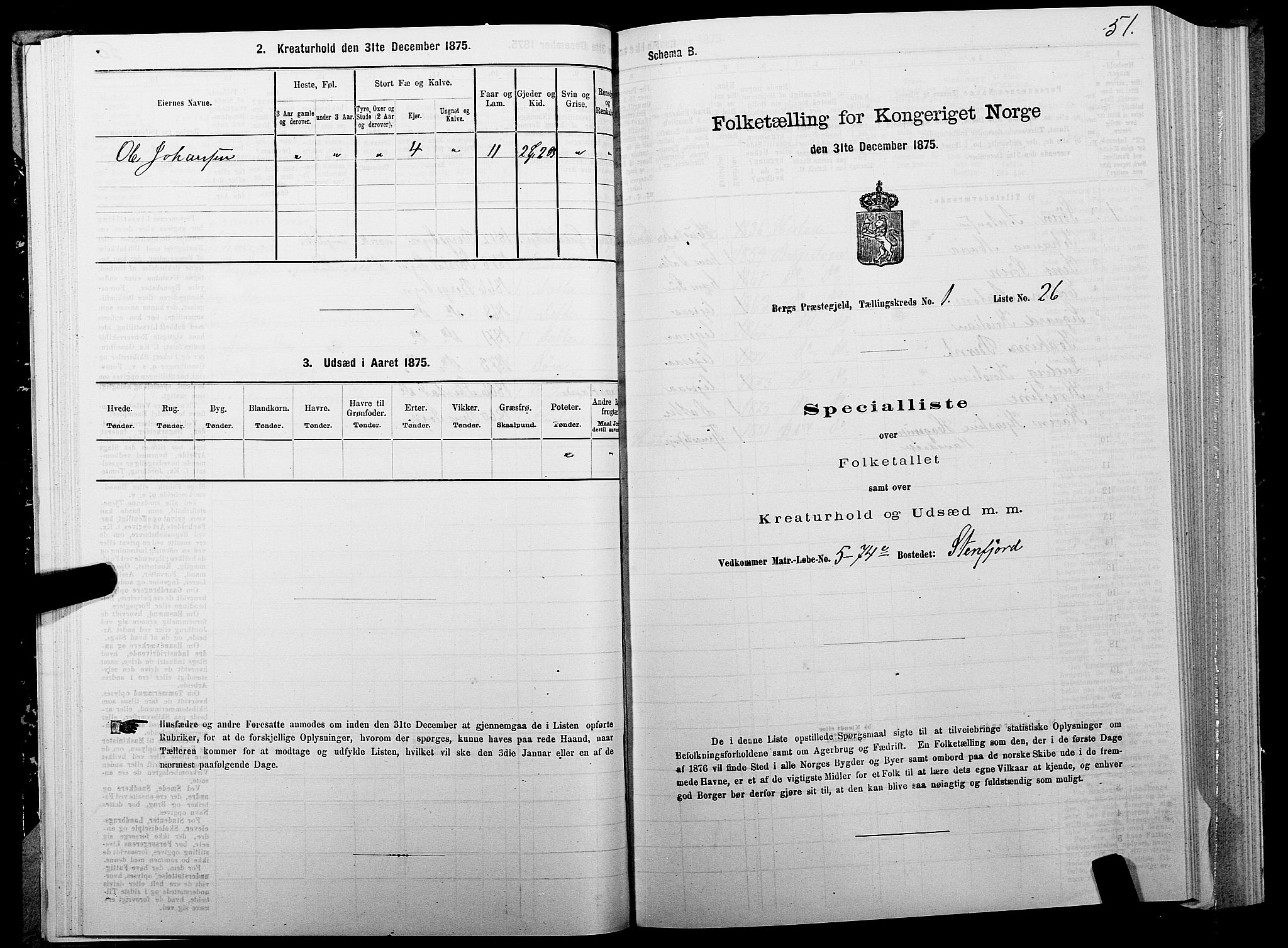 SATØ, 1875 census for 1929P Berg, 1875, p. 1051