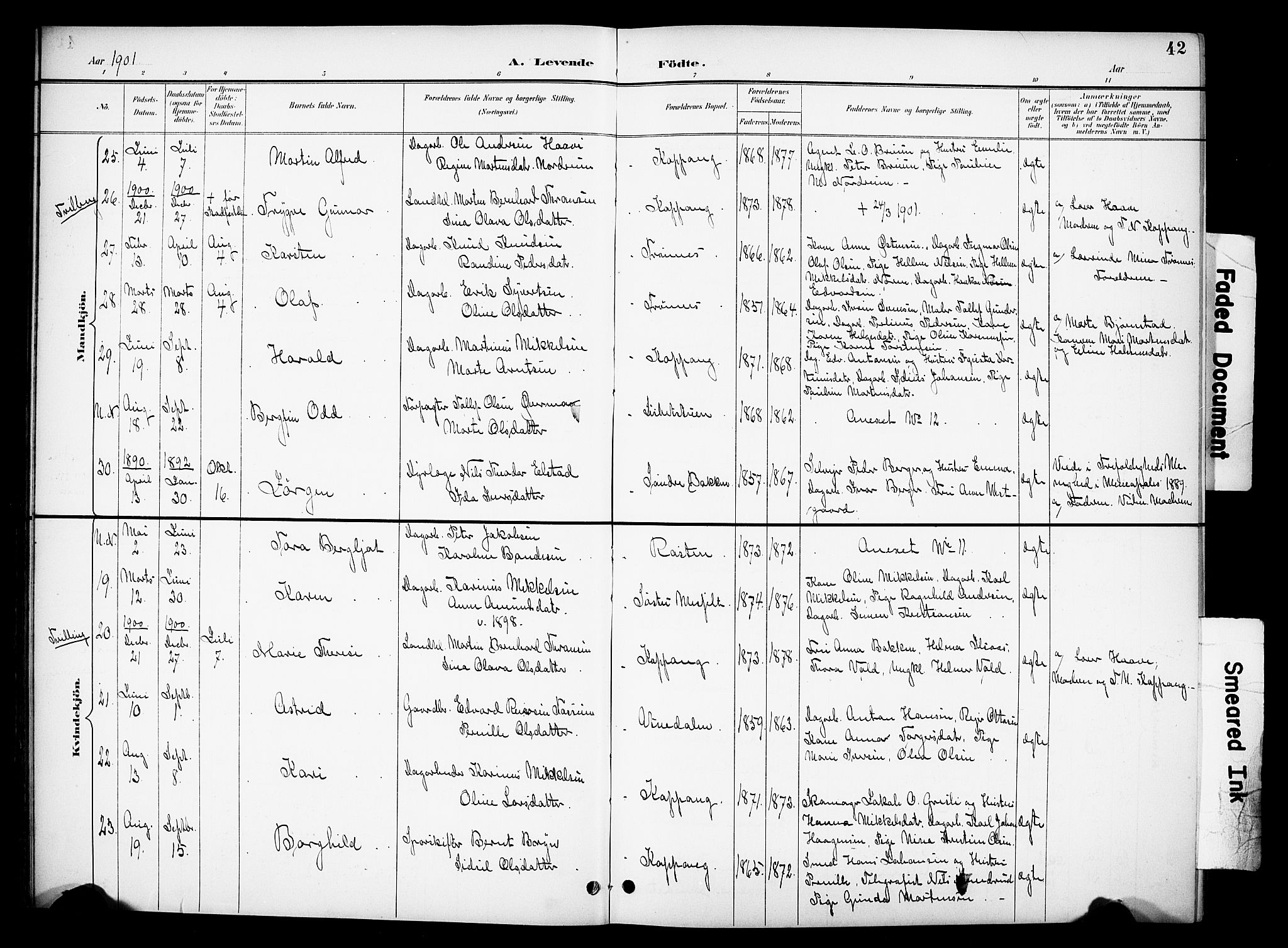 Stor-Elvdal prestekontor, SAH/PREST-052/H/Ha/Hab/L0003: Parish register (copy) no. 3, 1895-1917, p. 42