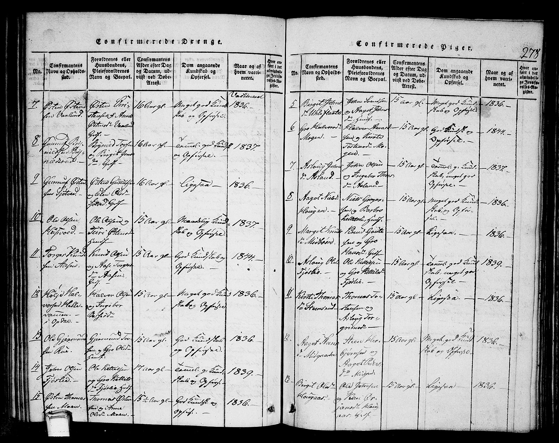 Tinn kirkebøker, SAKO/A-308/G/Gb/L0001: Parish register (copy) no. II 1 /2, 1837-1850, p. 278