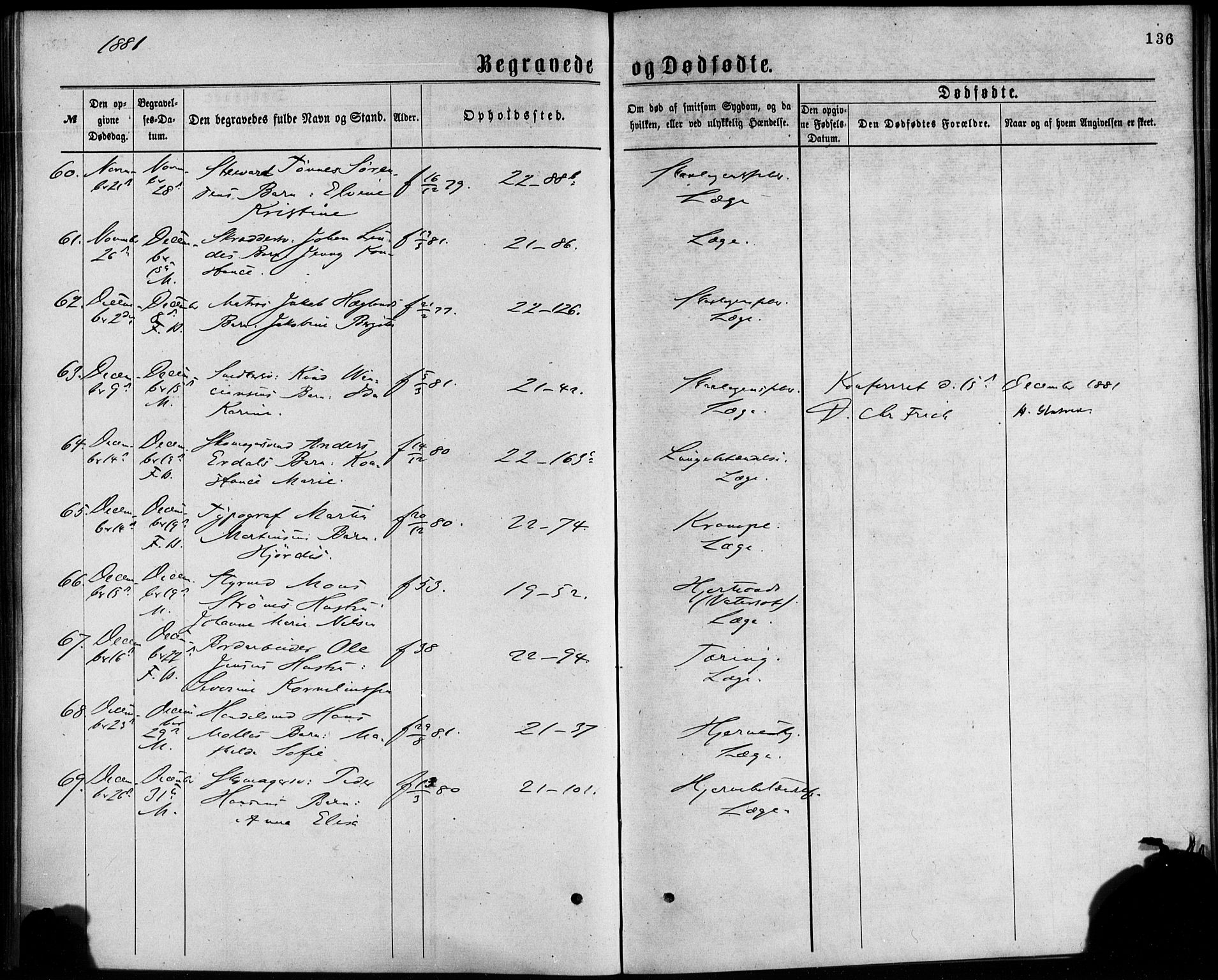 Korskirken sokneprestembete, AV/SAB-A-76101/H/Haa/L0046: Parish register (official) no. E 4, 1875-1883, p. 136