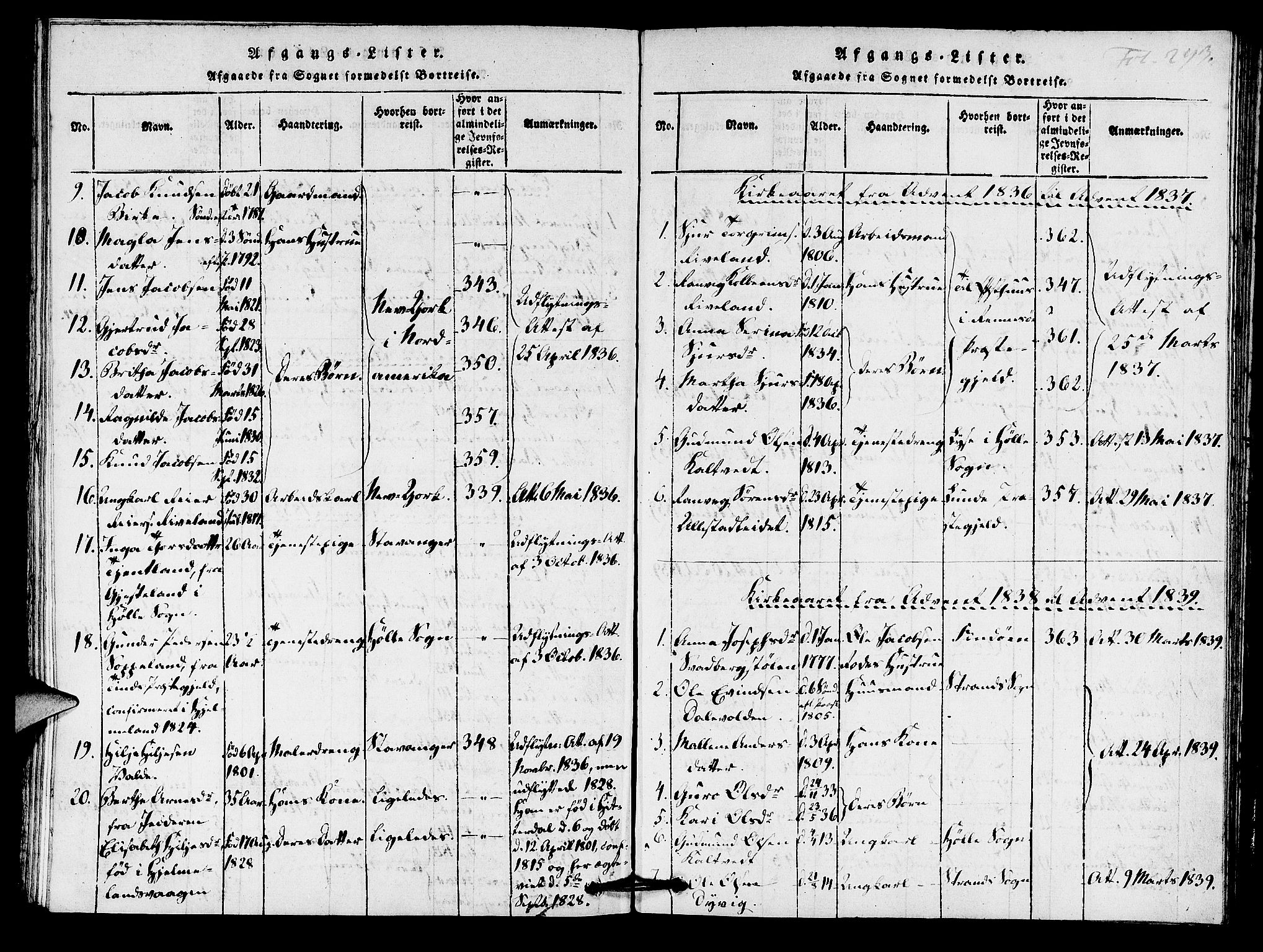 Hjelmeland sokneprestkontor, AV/SAST-A-101843/01/IV/L0005: Parish register (official) no. A 5, 1816-1841, p. 293