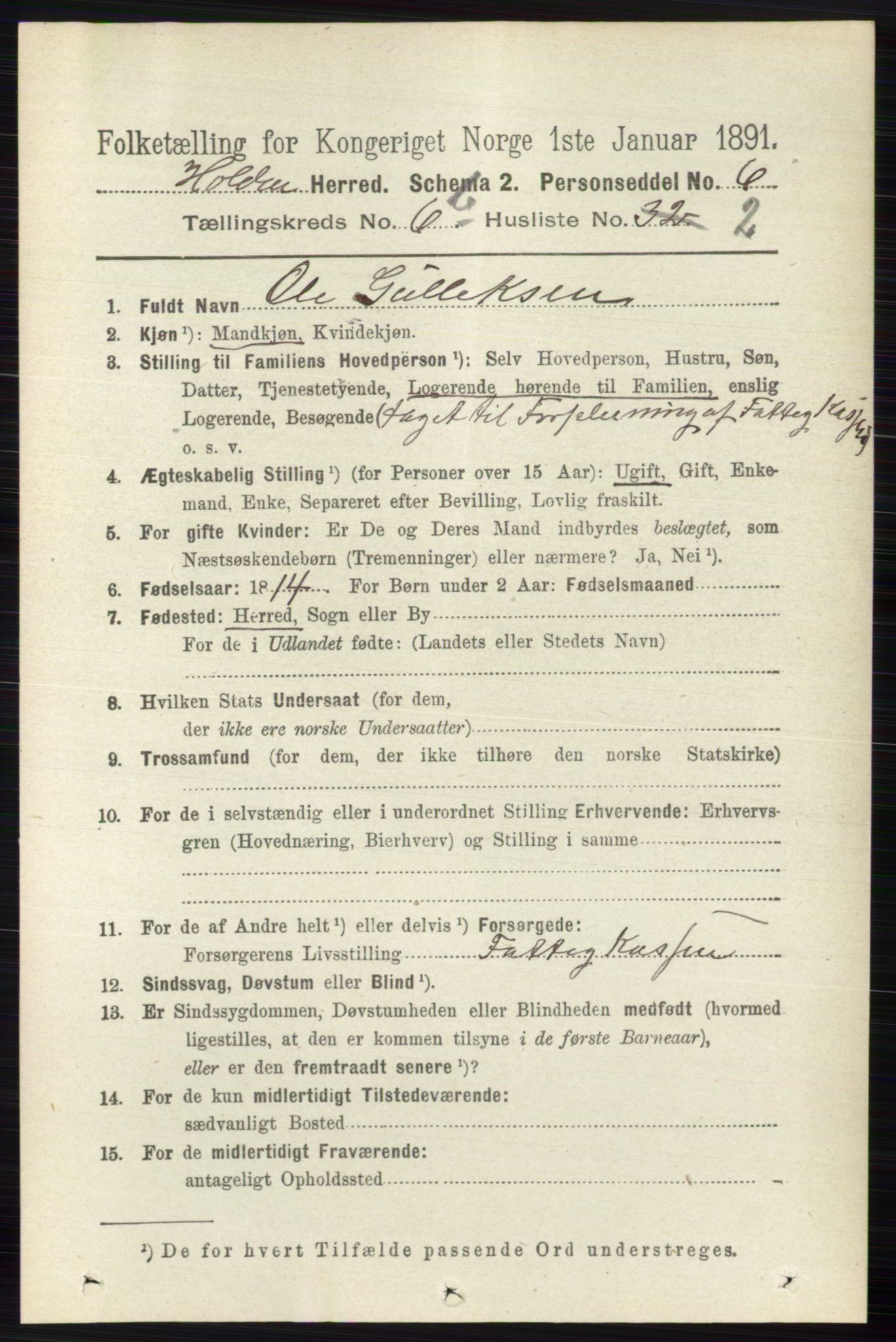 RA, 1891 census for 0819 Holla, 1891, p. 3181