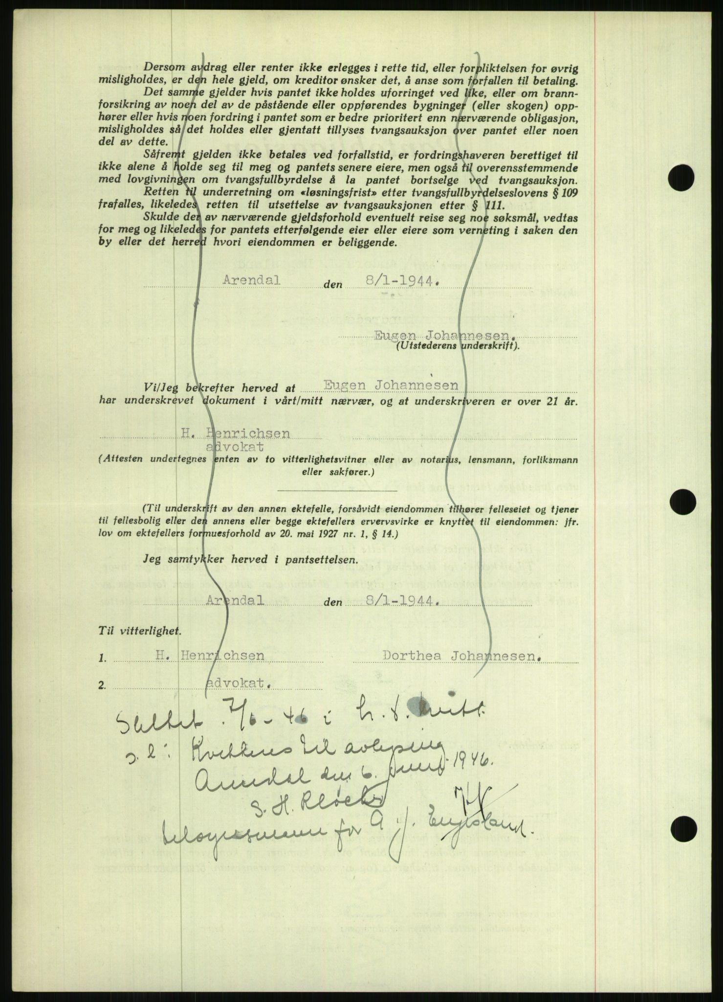 Nedenes sorenskriveri, SAK/1221-0006/G/Gb/Gbb/L0002: Mortgage book no. II, 1942-1945, Diary no: : 35/1944