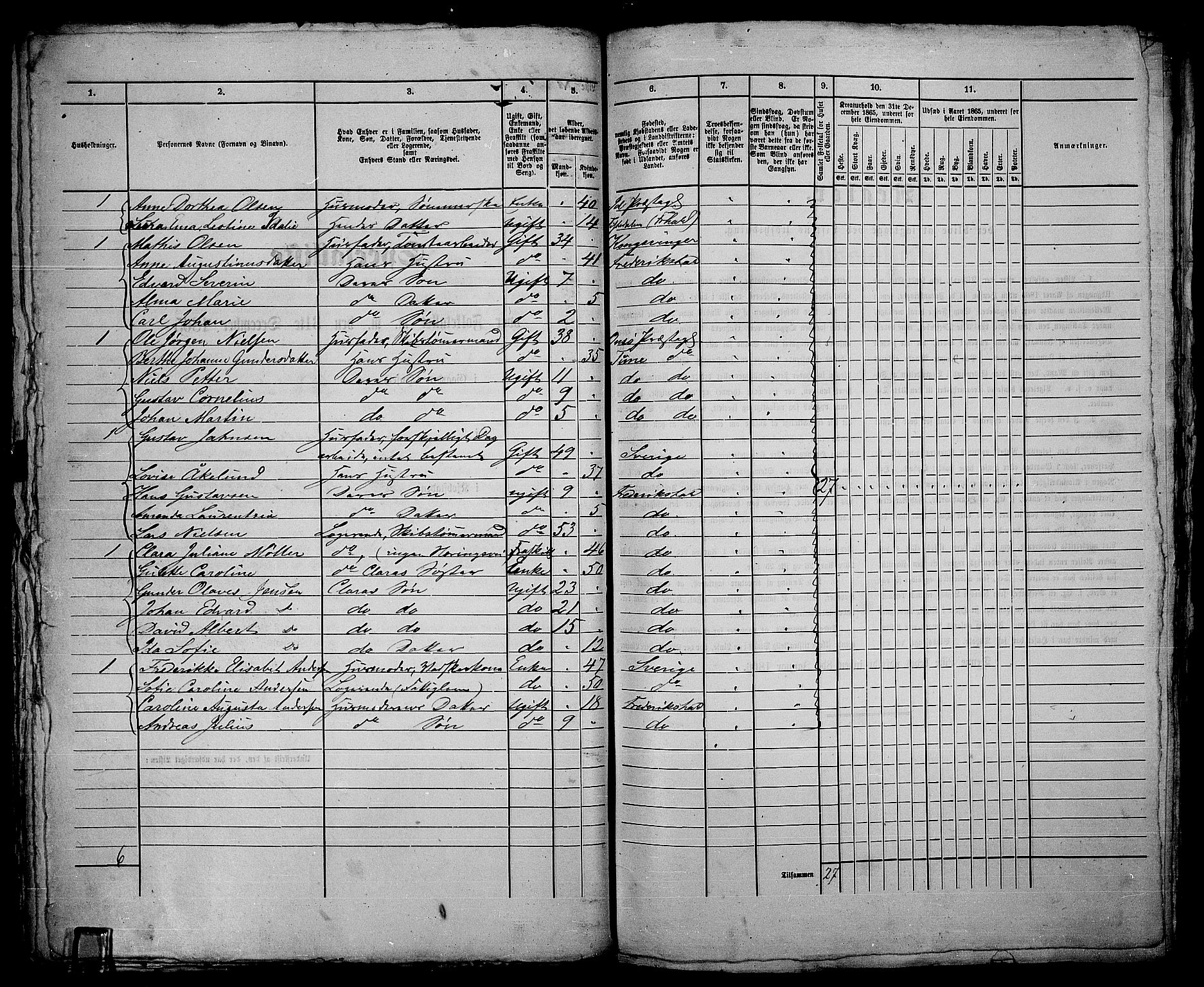 RA, 1865 census for Fredrikshald, 1865, p. 463