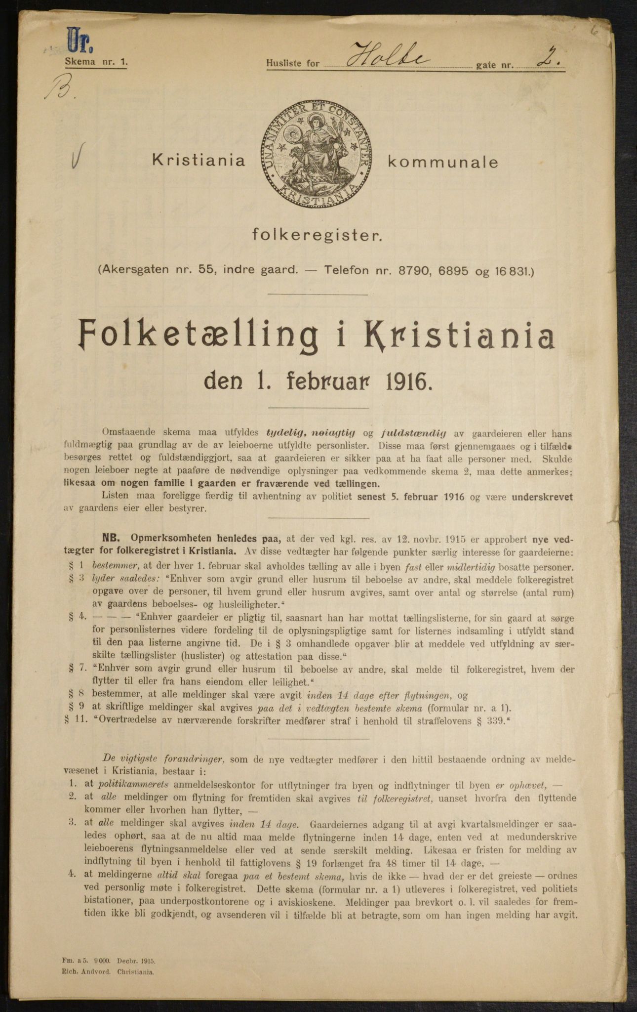 OBA, Municipal Census 1916 for Kristiania, 1916, p. 41786